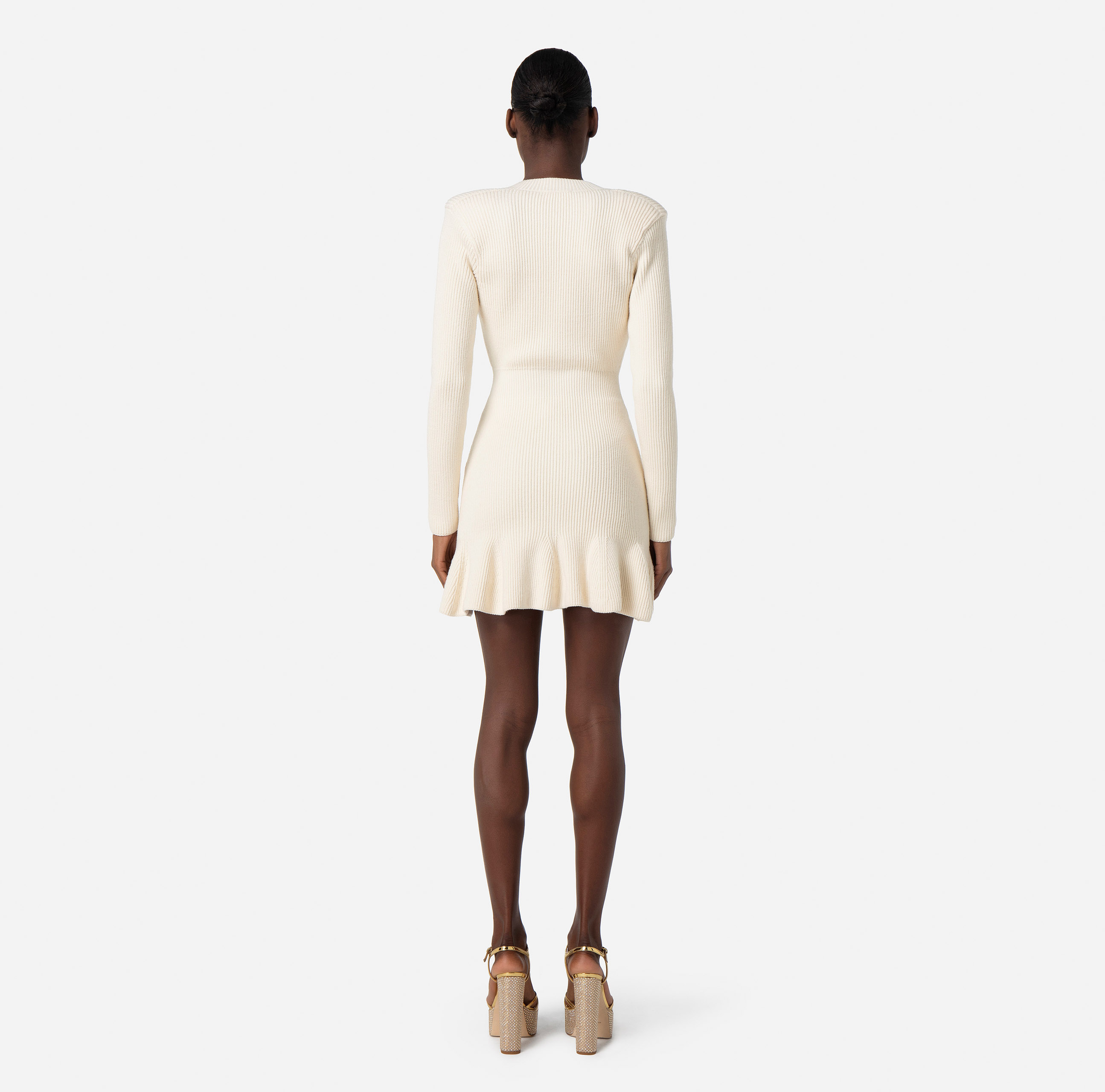 Knit mini-dress with gored skirt - Elisabetta Franchi