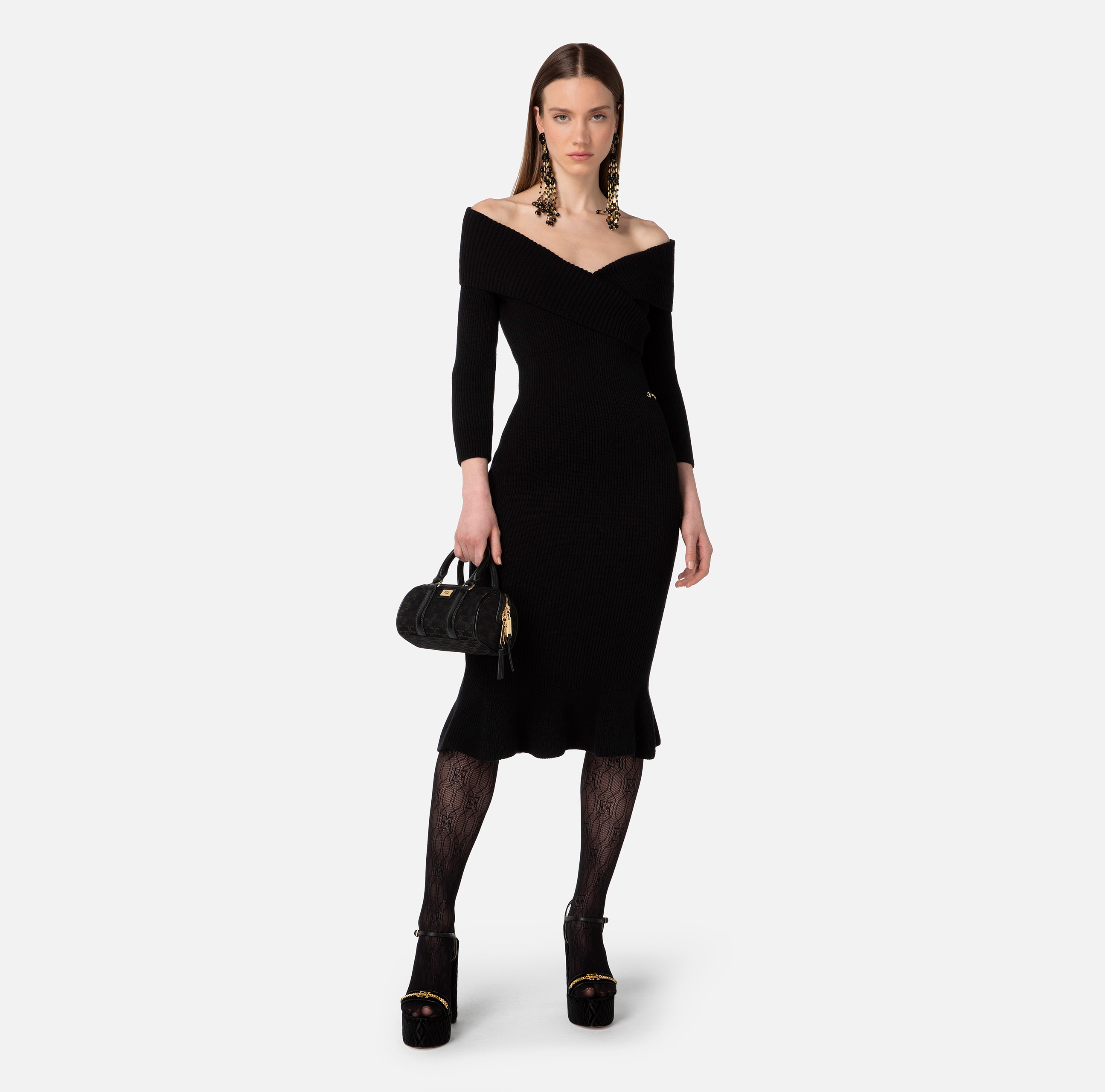 Gebreide jurk met wijd uitlopende rok - Elisabetta Franchi