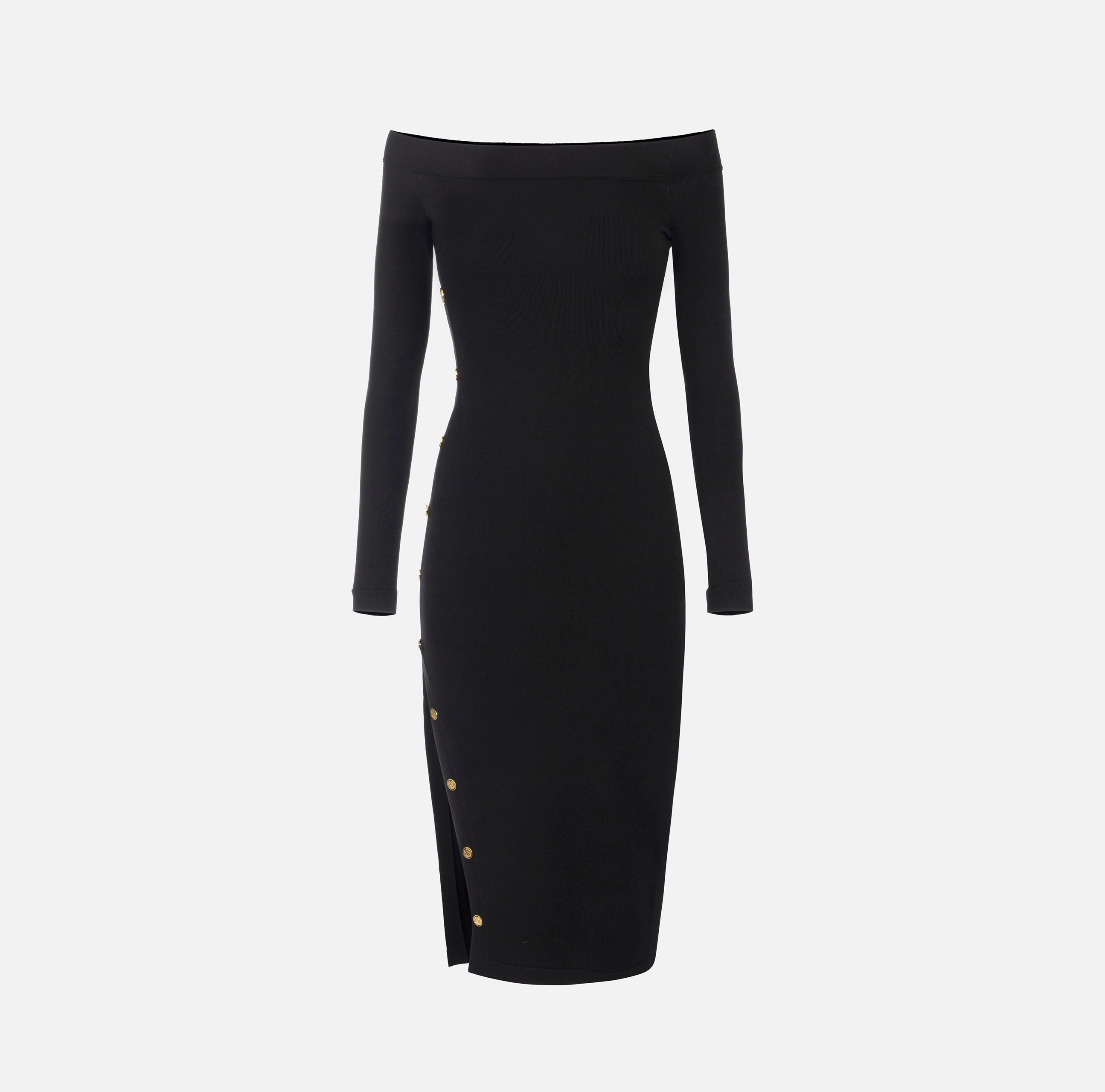 Robe midi en viscose avec boutons sur la fente - ABBIGLIAMENTO - Elisabetta Franchi