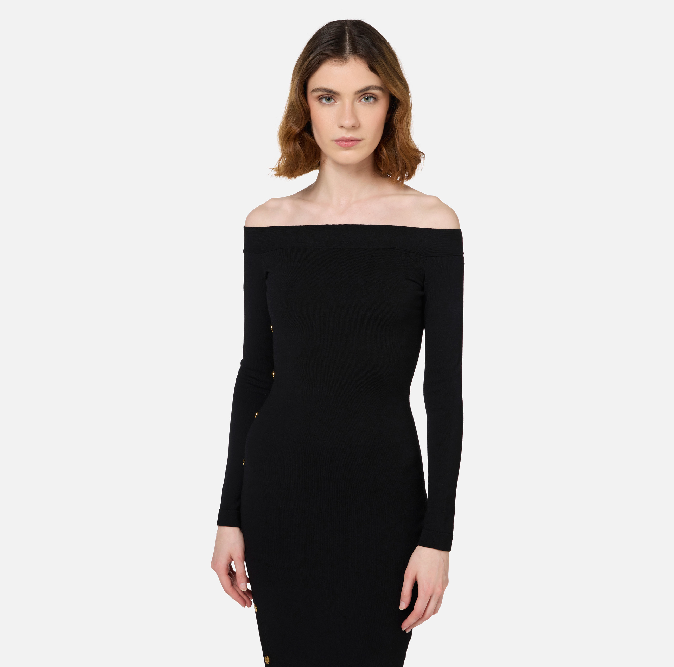 Robe midi en viscose avec boutons sur la fente - Elisabetta Franchi