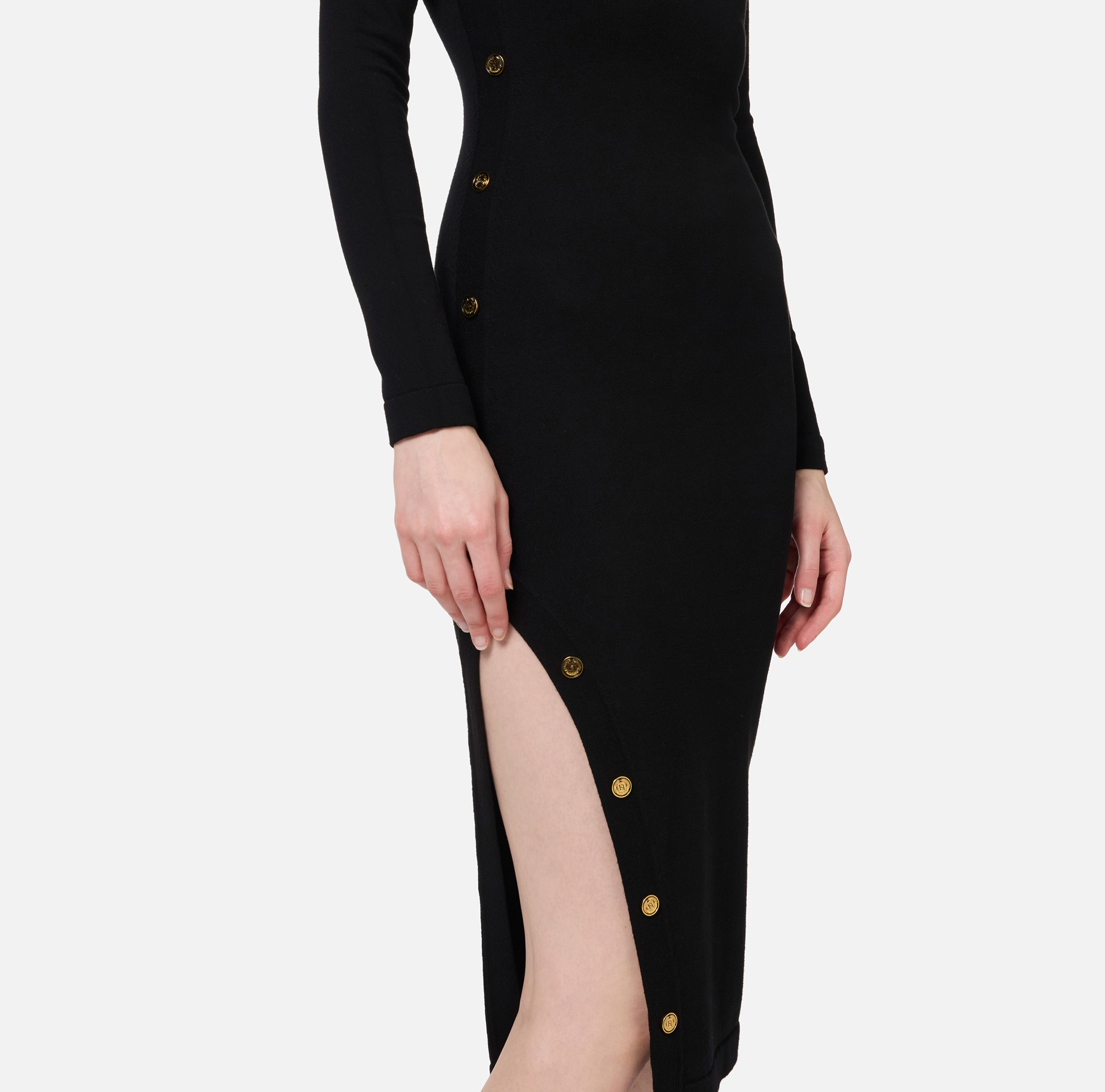 Robe midi en viscose avec boutons sur la fente - Elisabetta Franchi