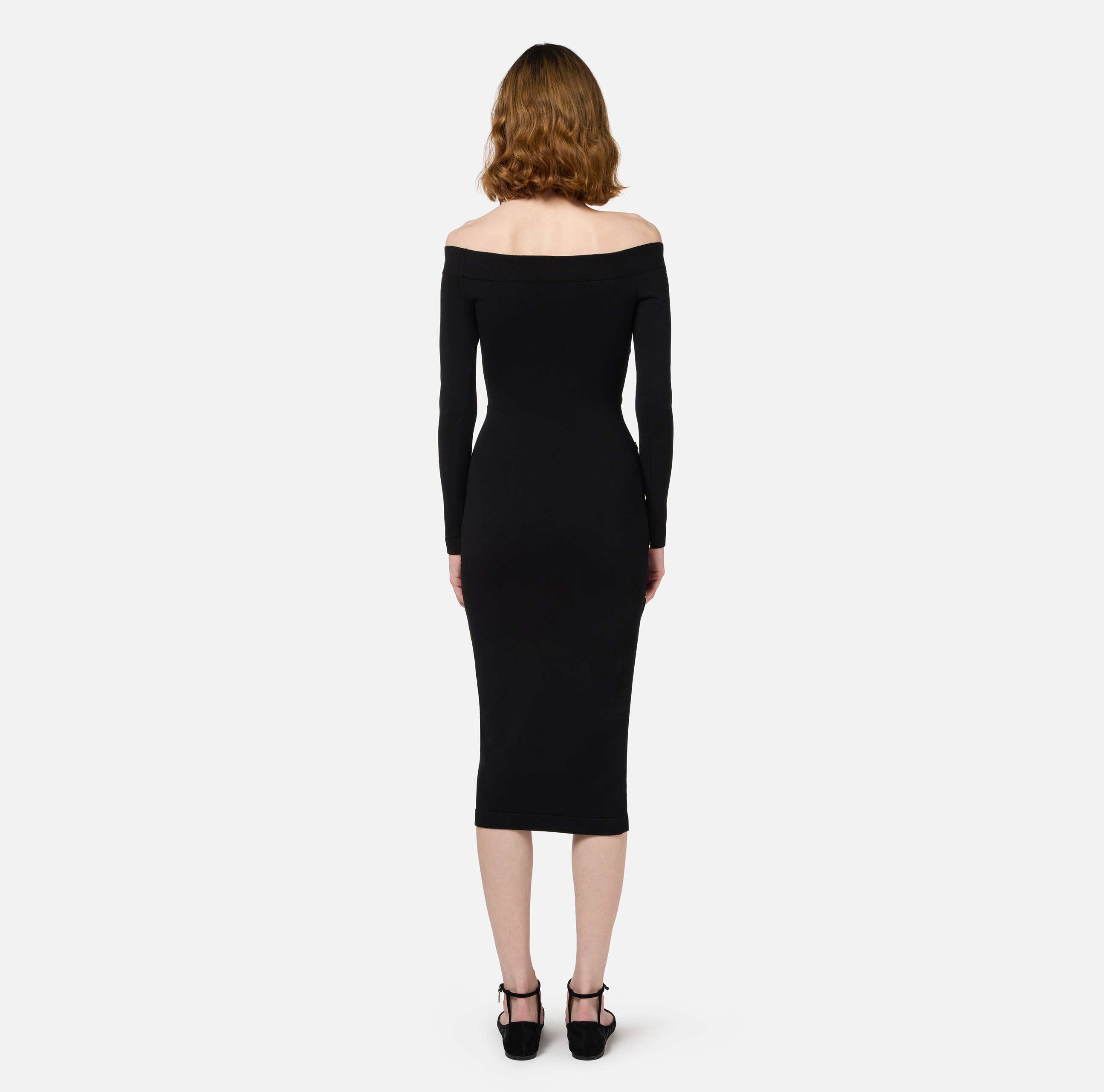 Robe midi en viscose avec boutons sur la fente - Elisabetta Franchi