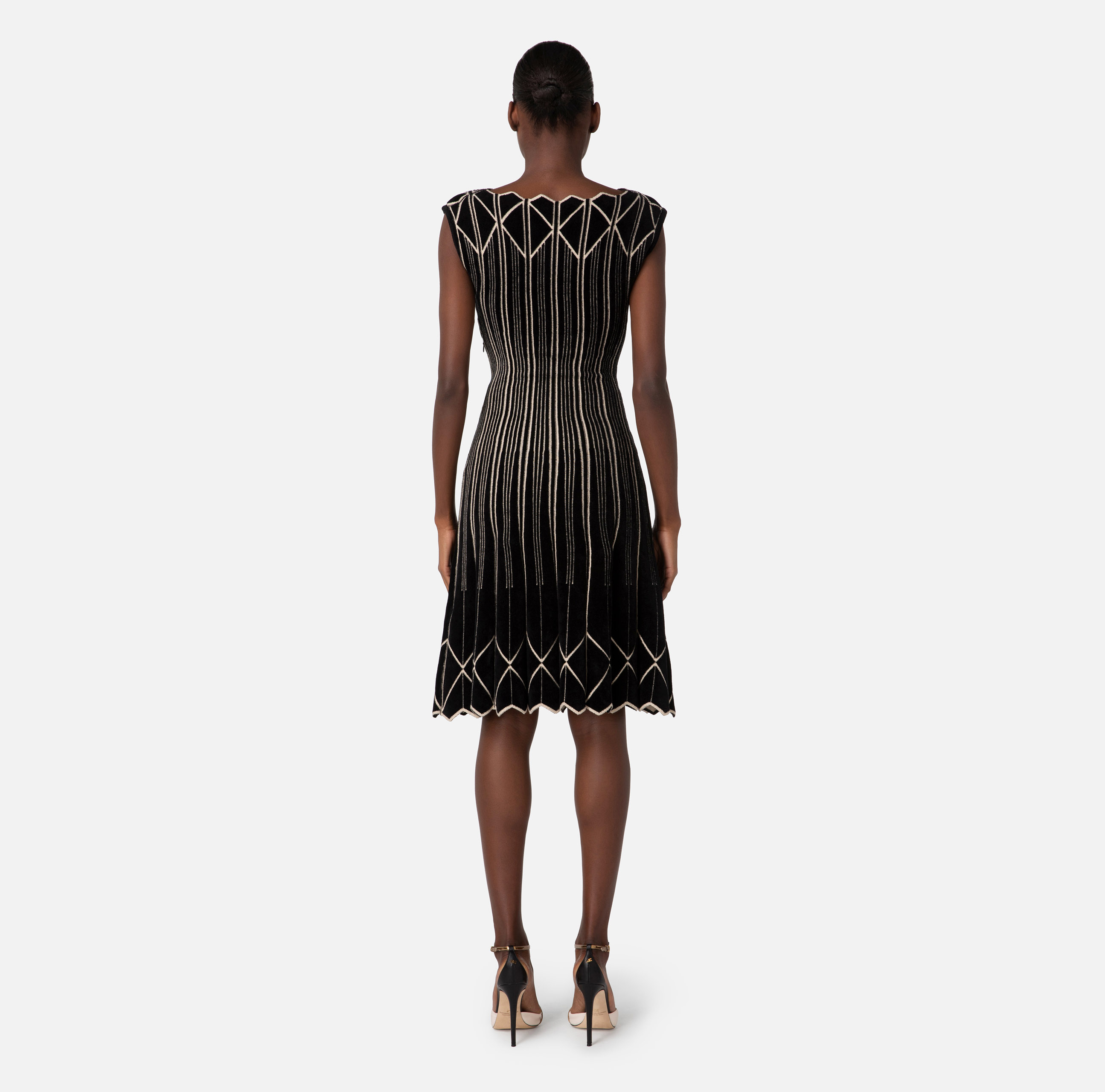 Sukienka midi z tkaniny szenilowej, z geometrycznym wzorem - Elisabetta Franchi