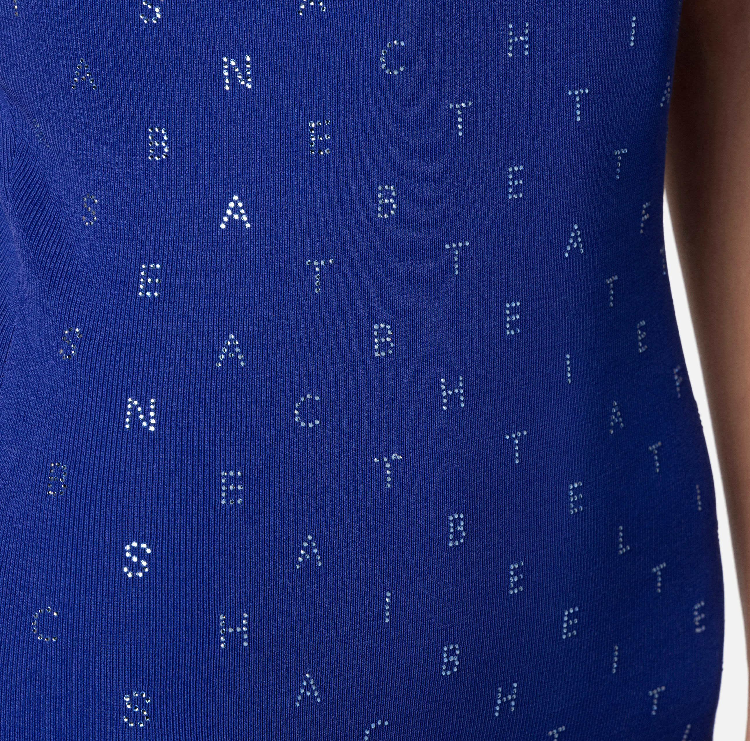 Suknia midi z wiskozy z logo z liter ze sztrasu - Elisabetta Franchi