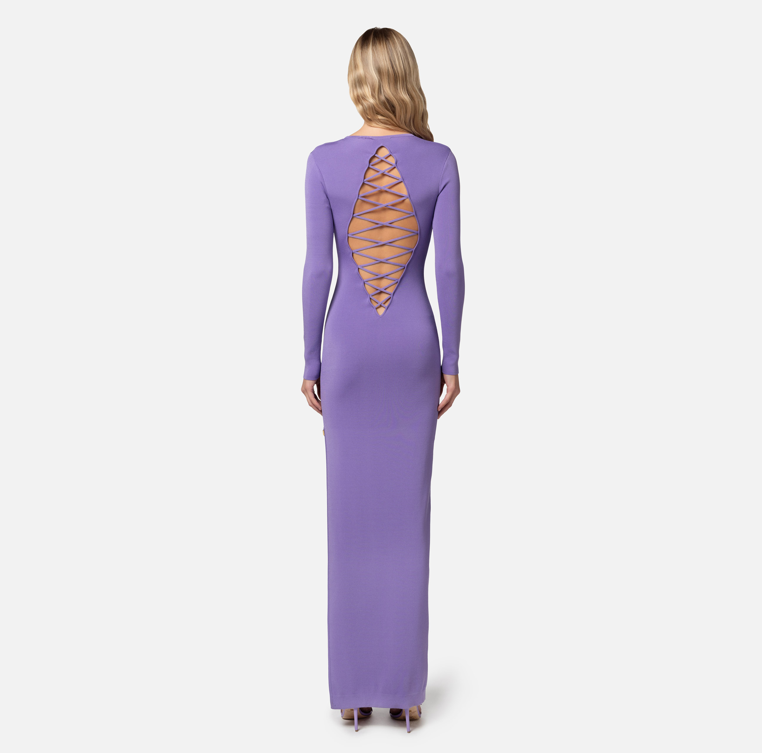 Red carpet dress in rayon with criss-cross pattern - Elisabetta Franchi