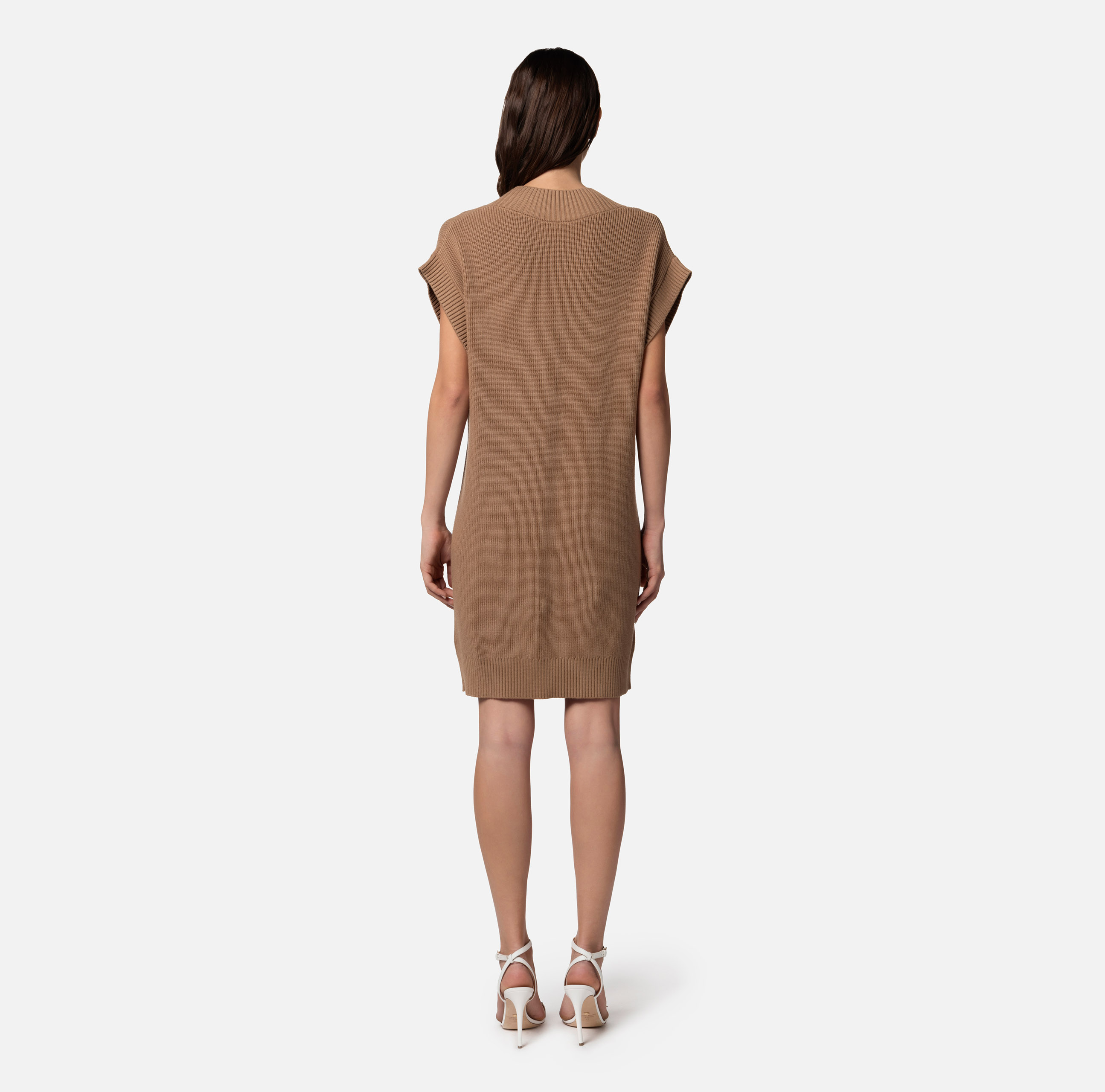 Sukienka mini o kroju pudełkowym z wiskozy z paseczkami na kieszeniach - Elisabetta Franchi