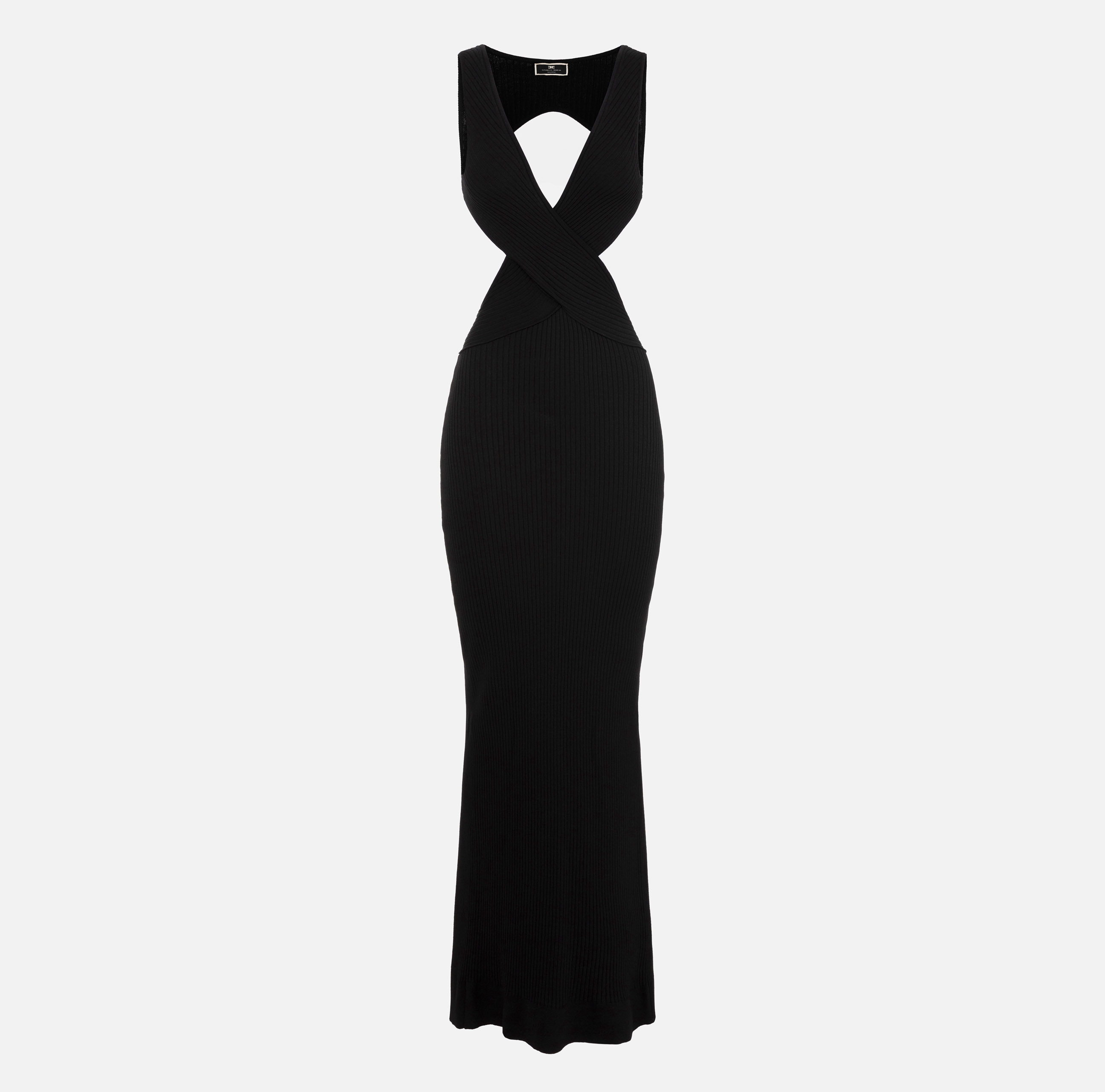 Ribbed viscose red carpet dress with back cut-out - Elisabetta Franchi