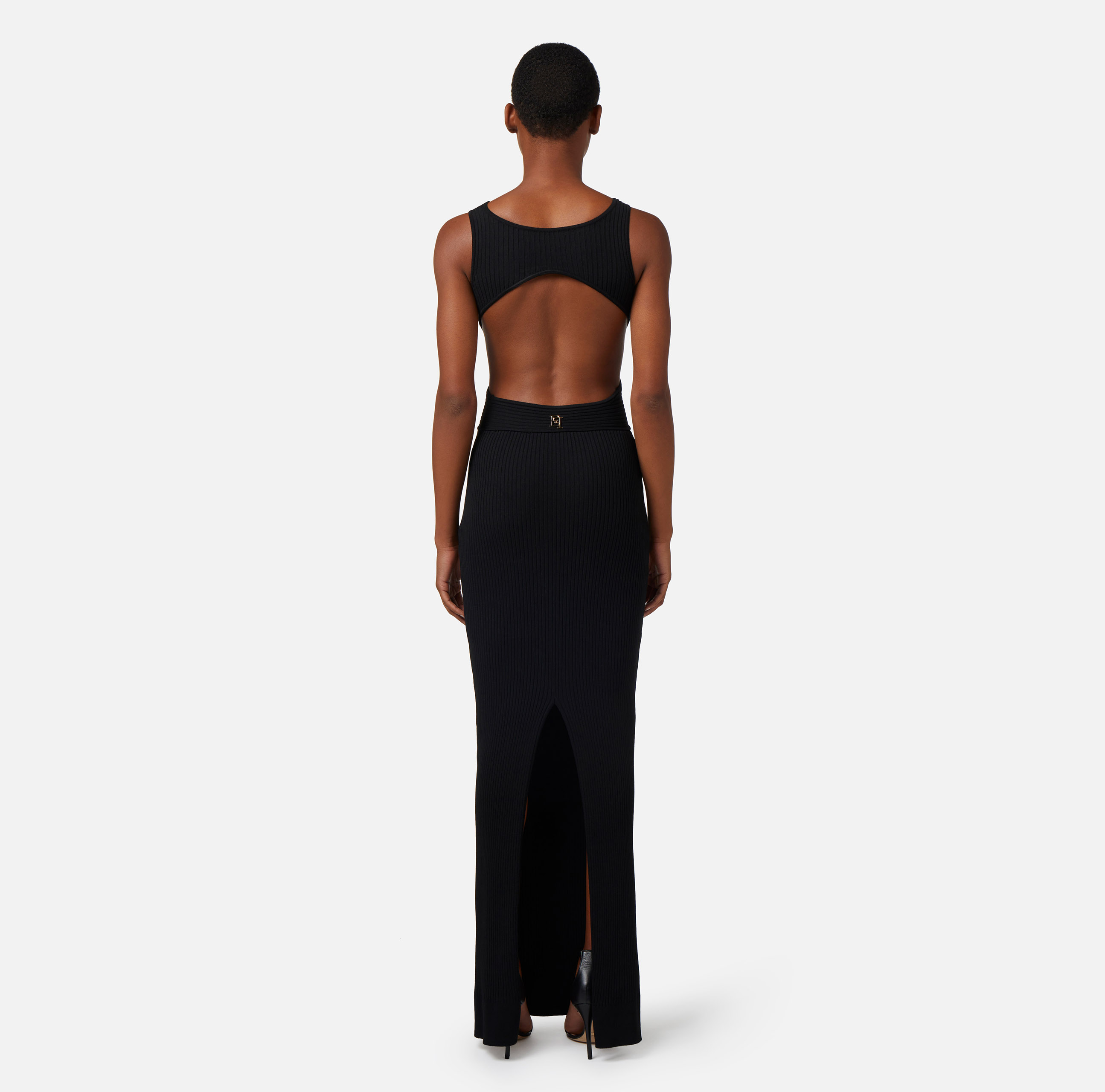 Ribbed viscose red carpet dress with back cut-out - Elisabetta Franchi