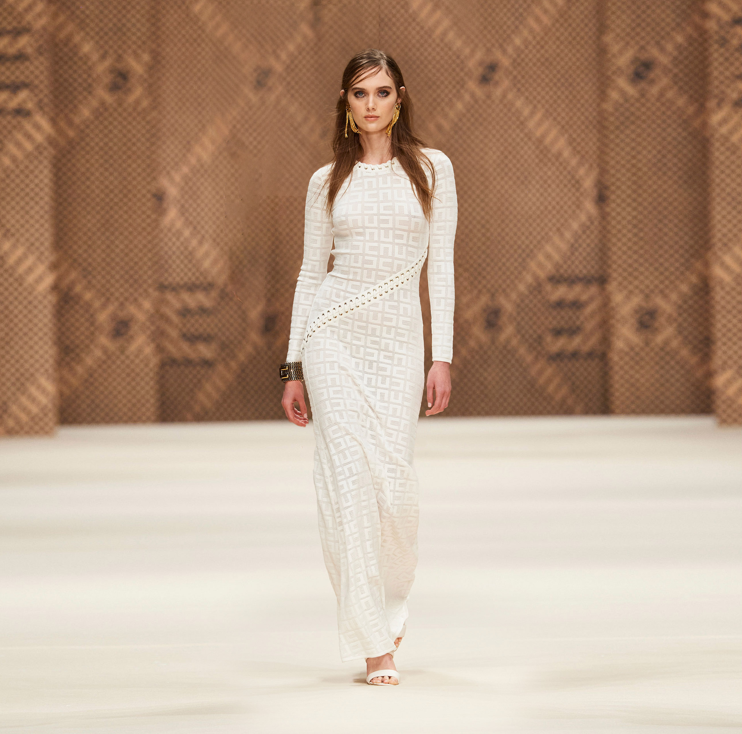 Red carpet logo dress in net stitch - Elisabetta Franchi