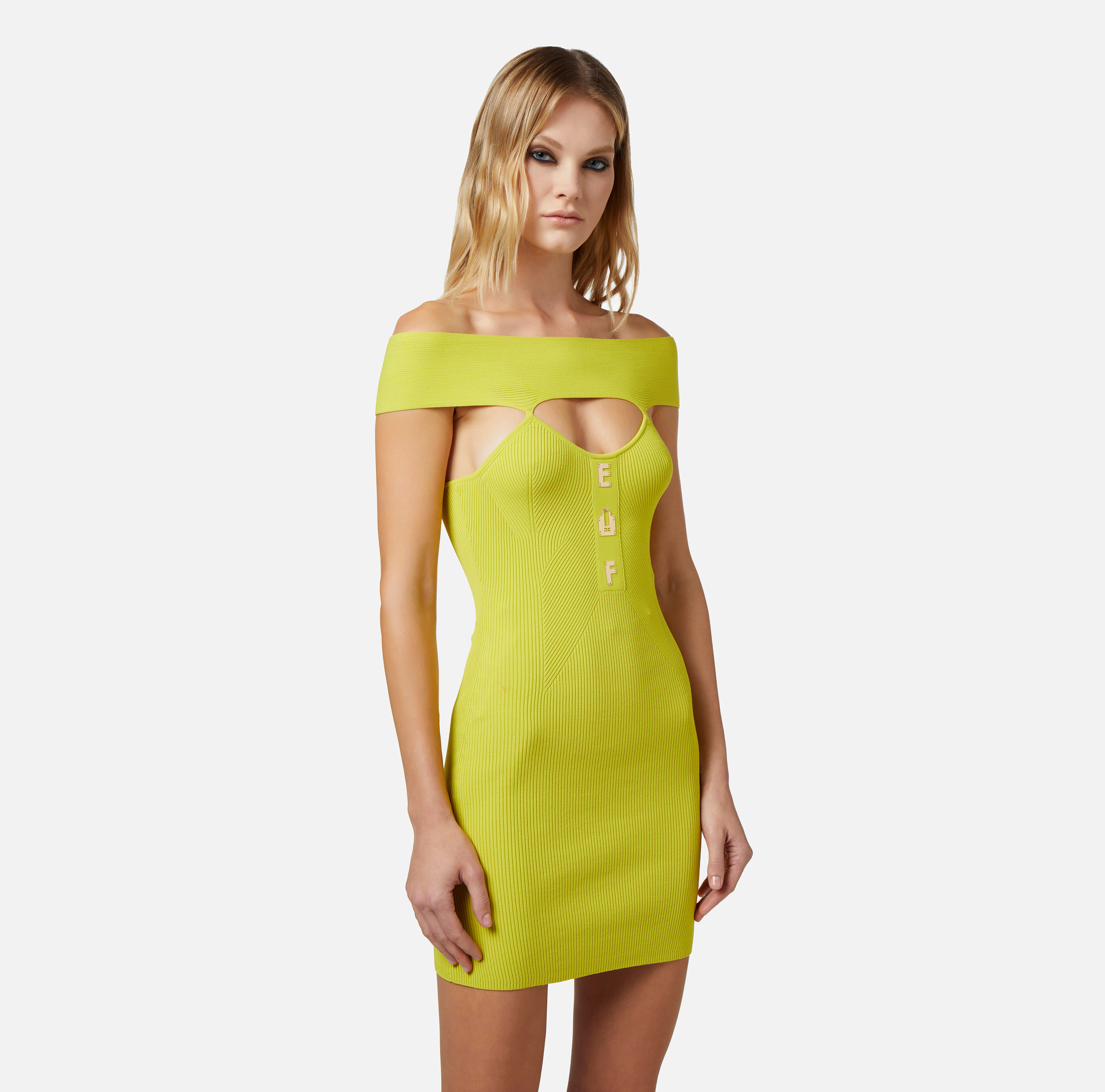 Mini-dress in ribbed viscose fabric with lettering - Elisabetta Franchi