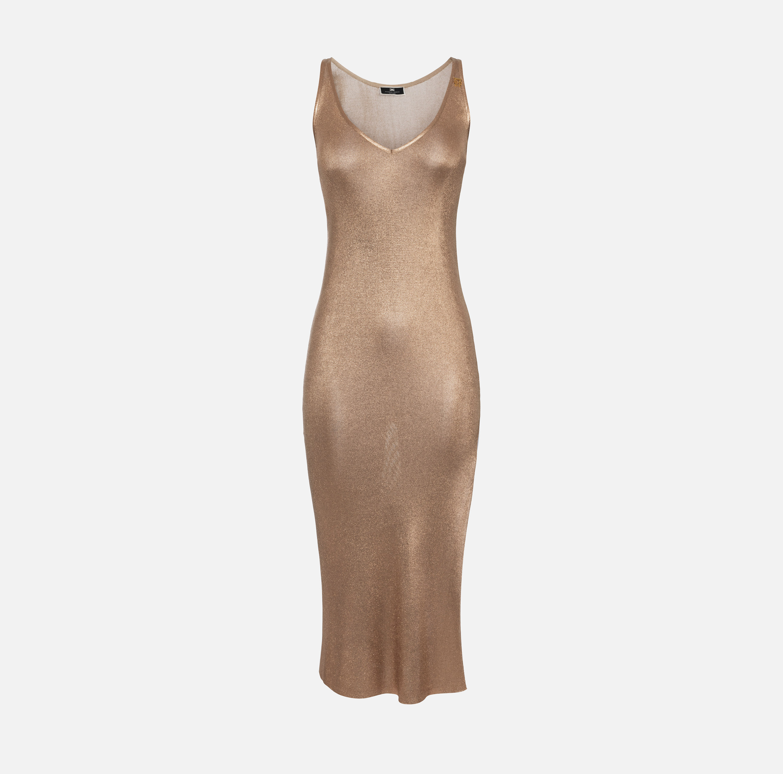 Midi dress in laminated viscose fabric with charms - Elisabetta Franchi