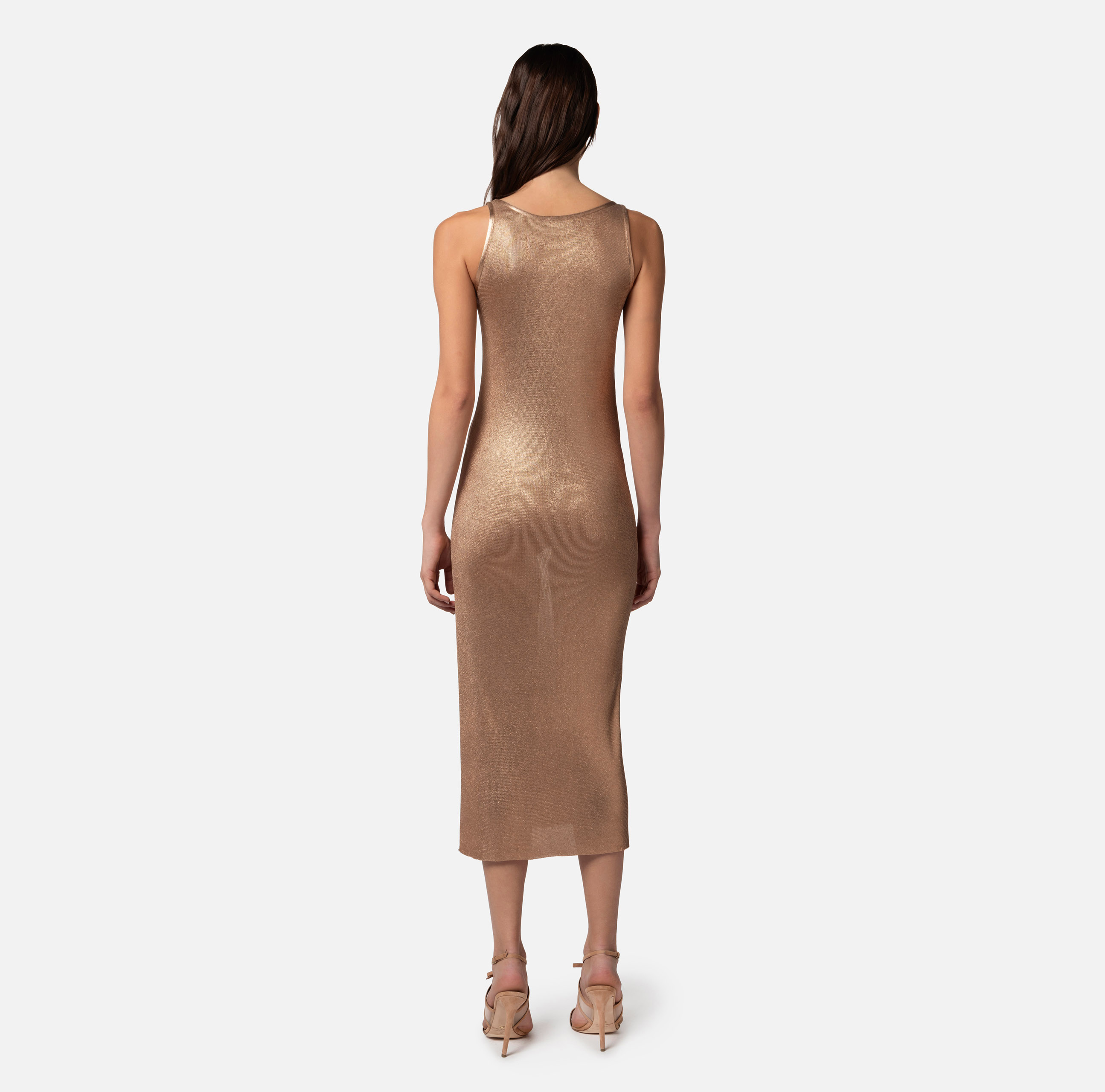 Midi dress in laminated viscose fabric with charms - Elisabetta Franchi