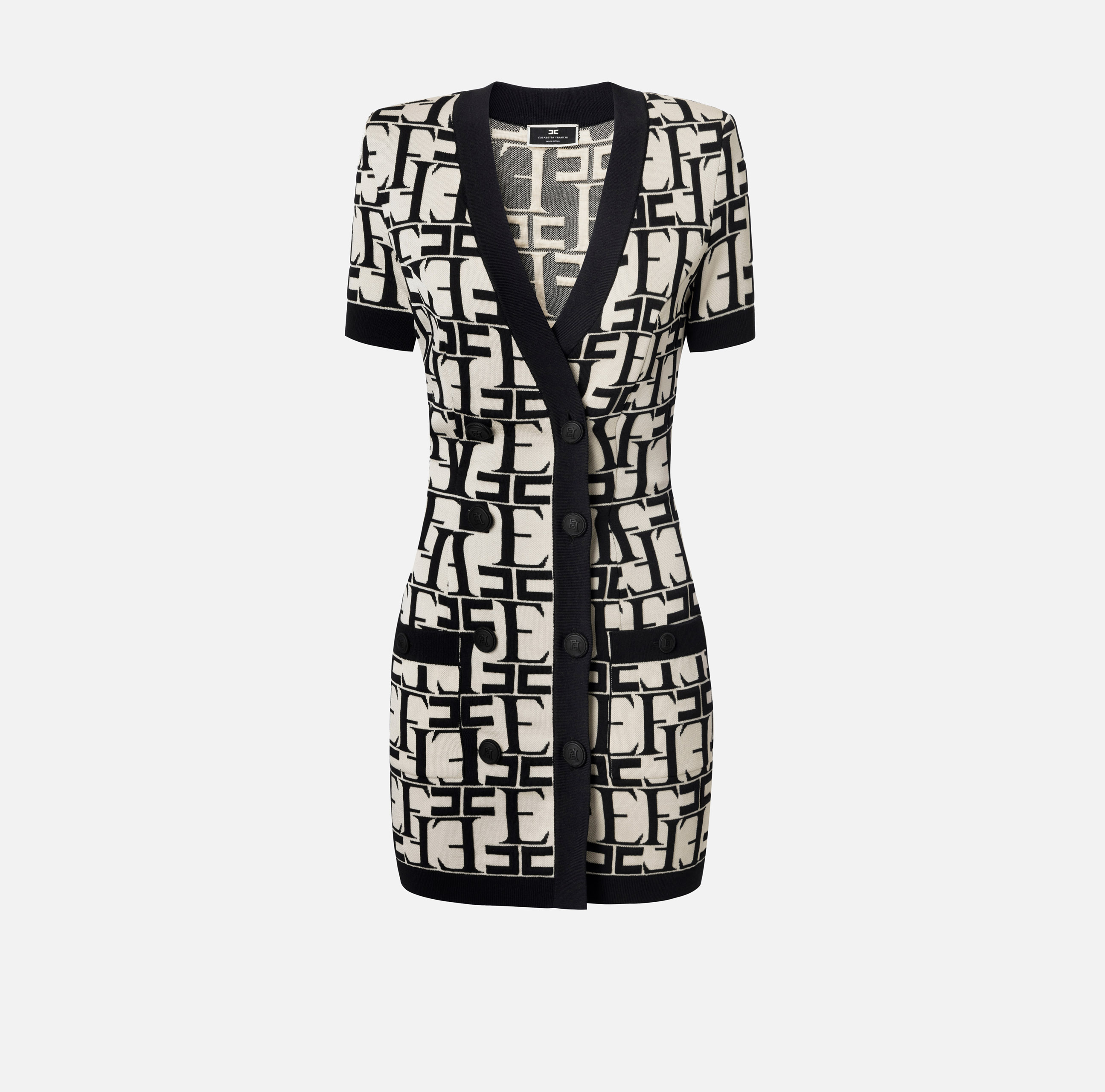Double-breasted mini-dress in viscose with lettering - Elisabetta Franchi