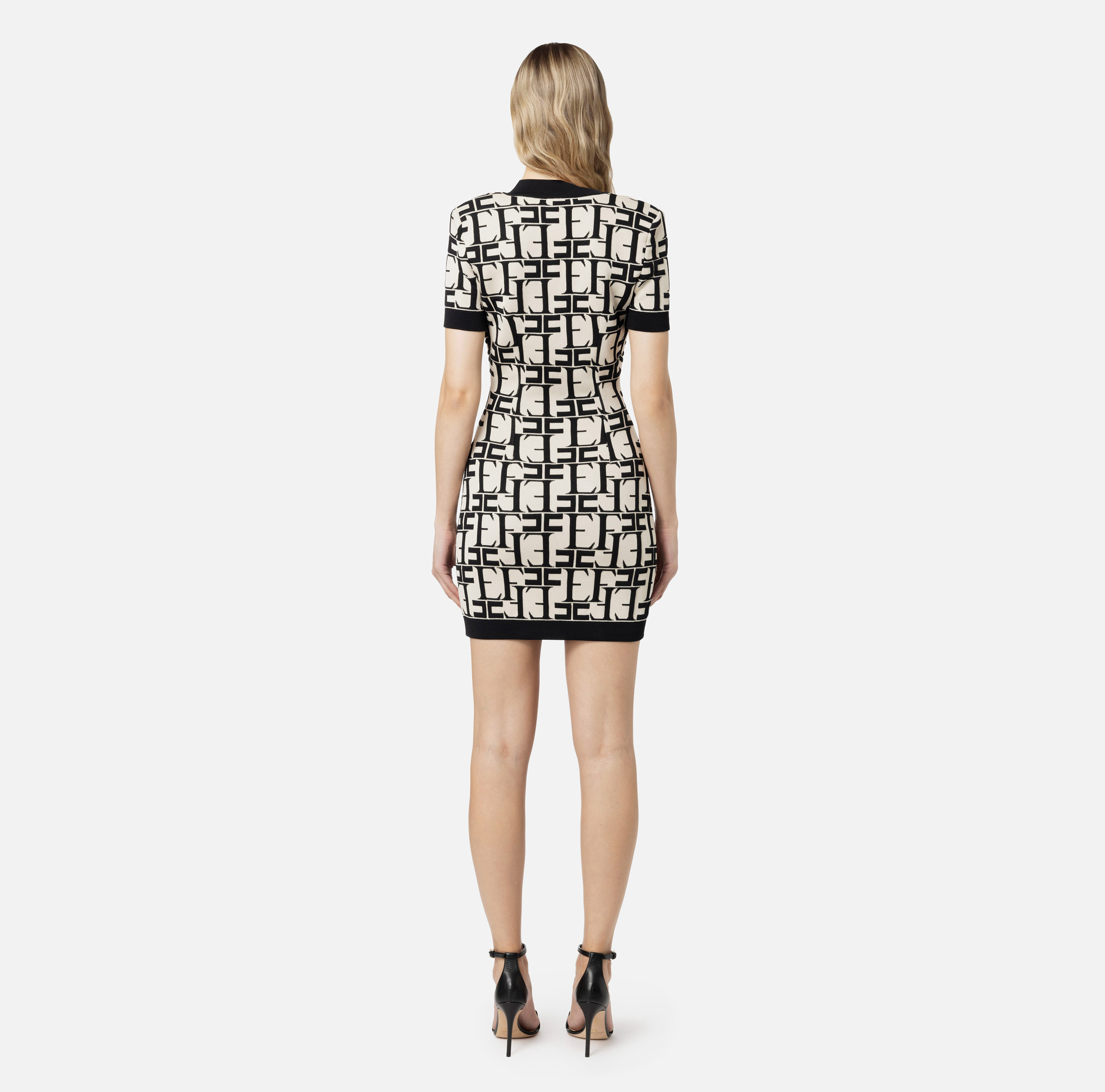Double-breasted mini-dress in viscose with lettering - Elisabetta Franchi