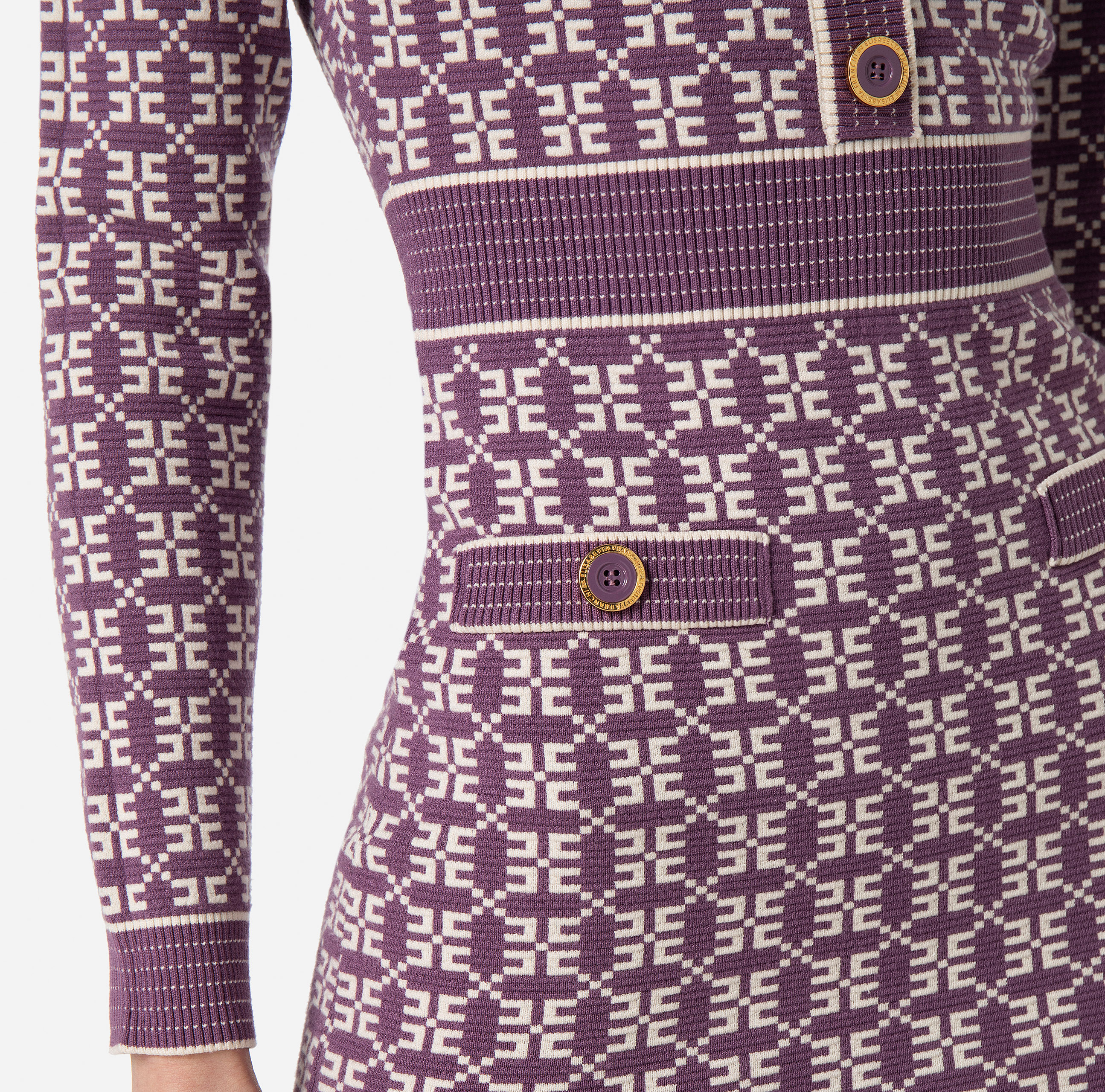 Mini-dress in jacquard knit with logo - Elisabetta Franchi