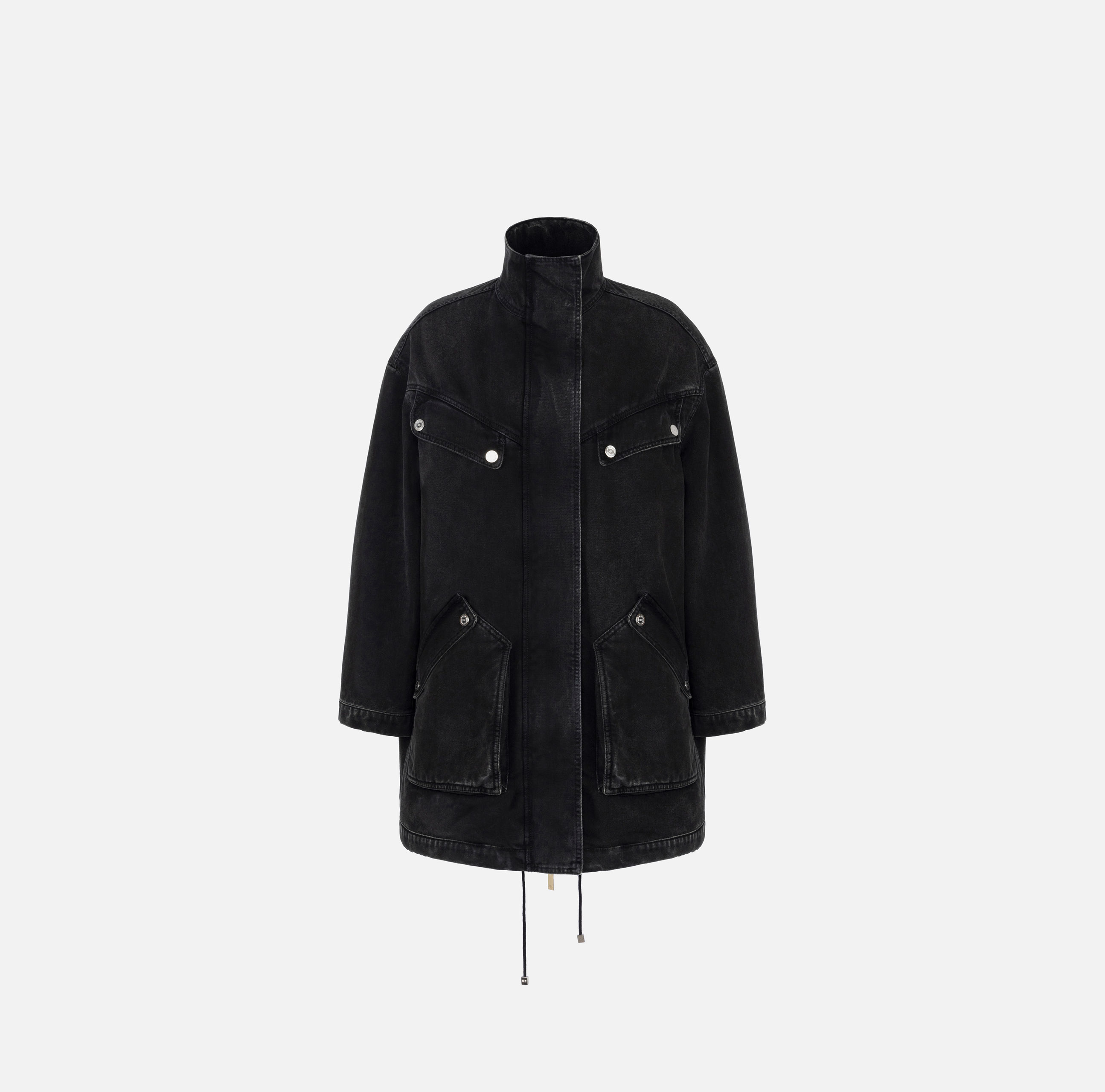 Oversized denim parka with faux sheepskin - Elisabetta Franchi