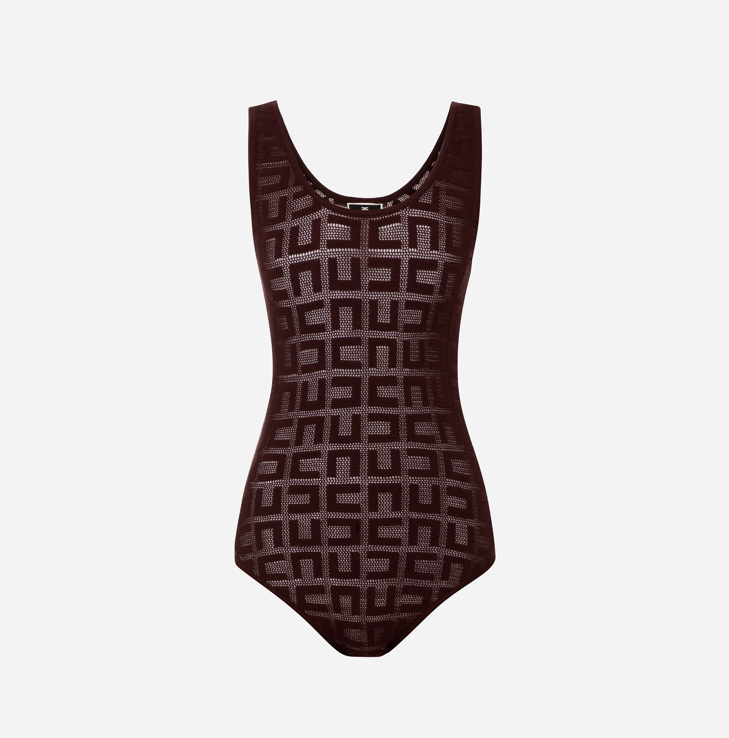 Sleeveless bodysuit with net stitch logo - ABBIGLIAMENTO - Elisabetta Franchi