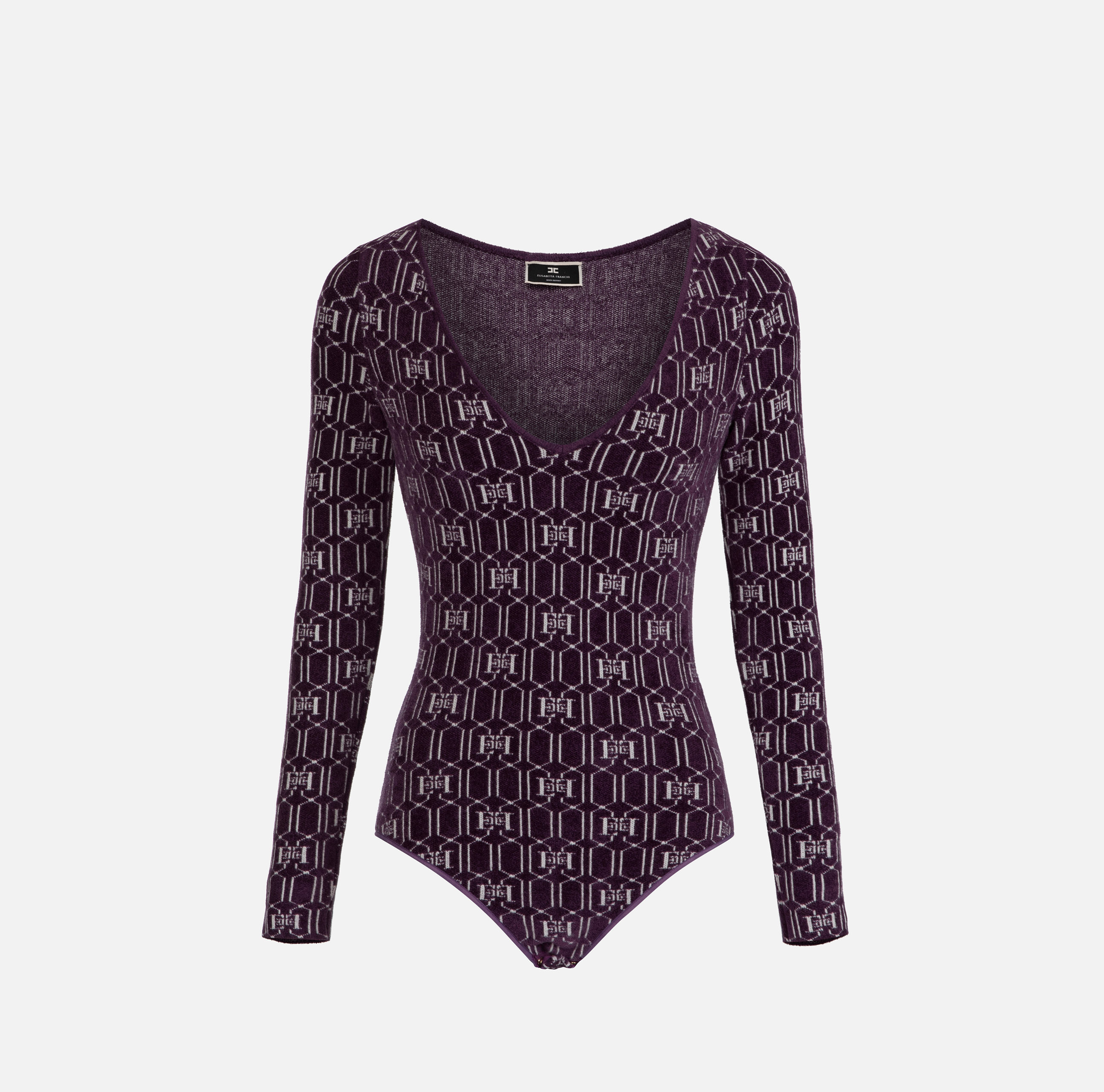 Bodysuit in chenille fabric with geometric motif - ABBIGLIAMENTO - Elisabetta Franchi