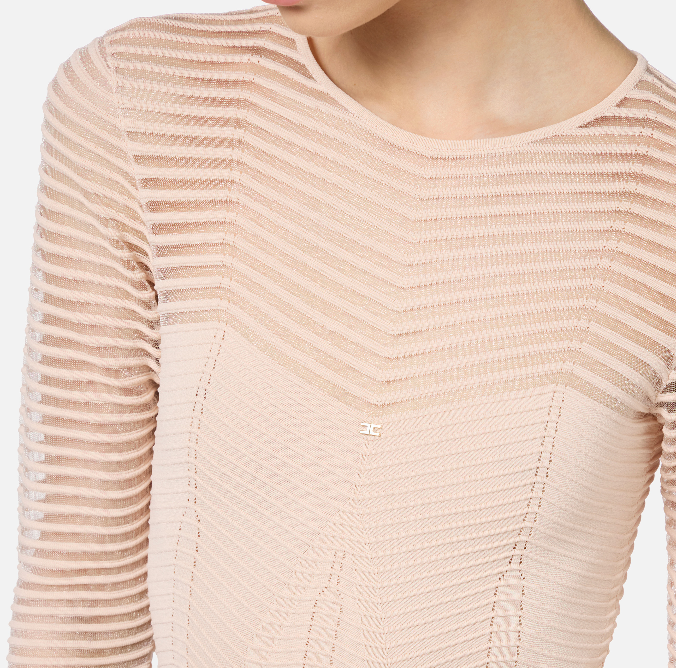 Bodysuit in viscose fabric with herringbone pattern - Elisabetta Franchi