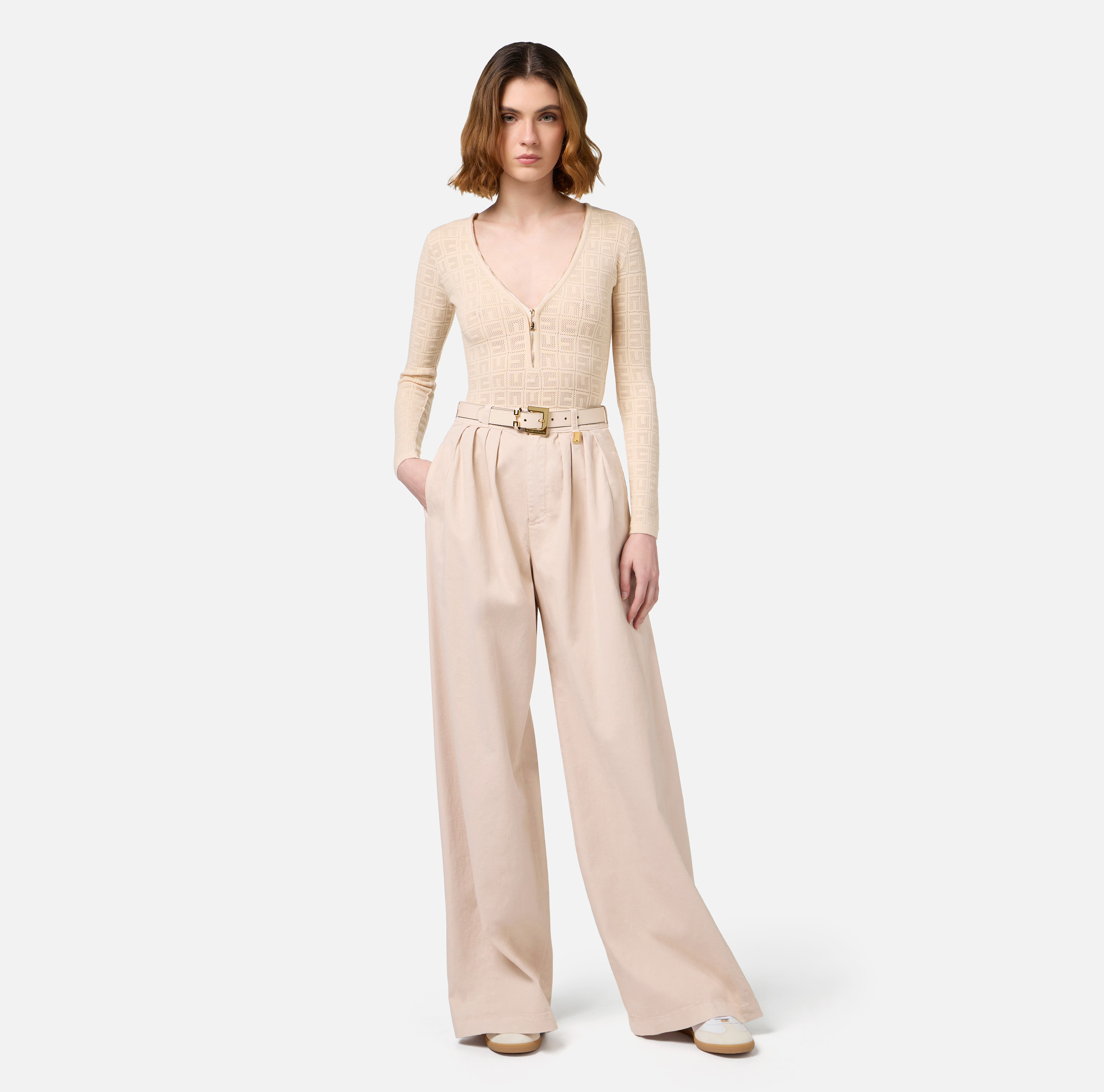 Body van viscose met logo in neteffect - Elisabetta Franchi