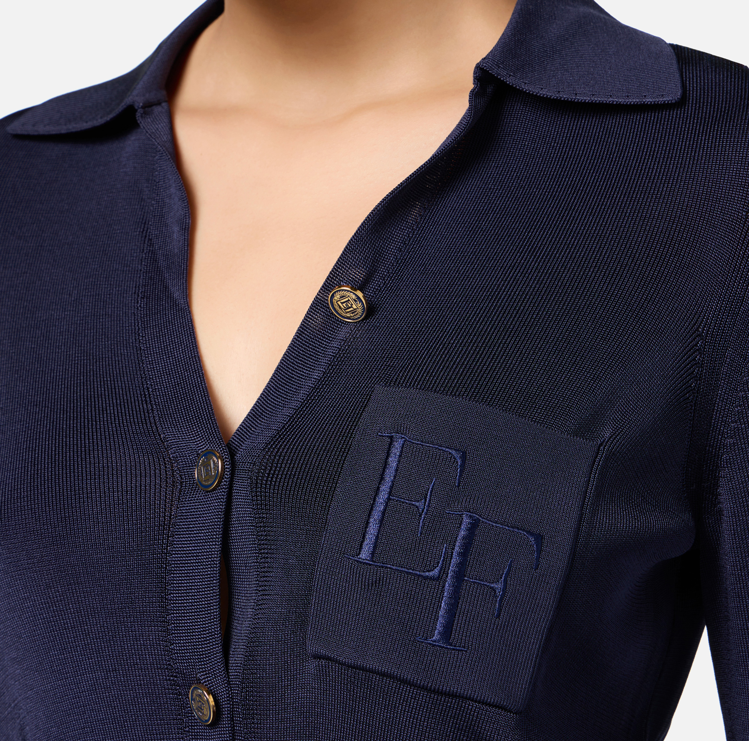 Bodysuit in shiny viscose fabric with logo embroidery - Elisabetta Franchi