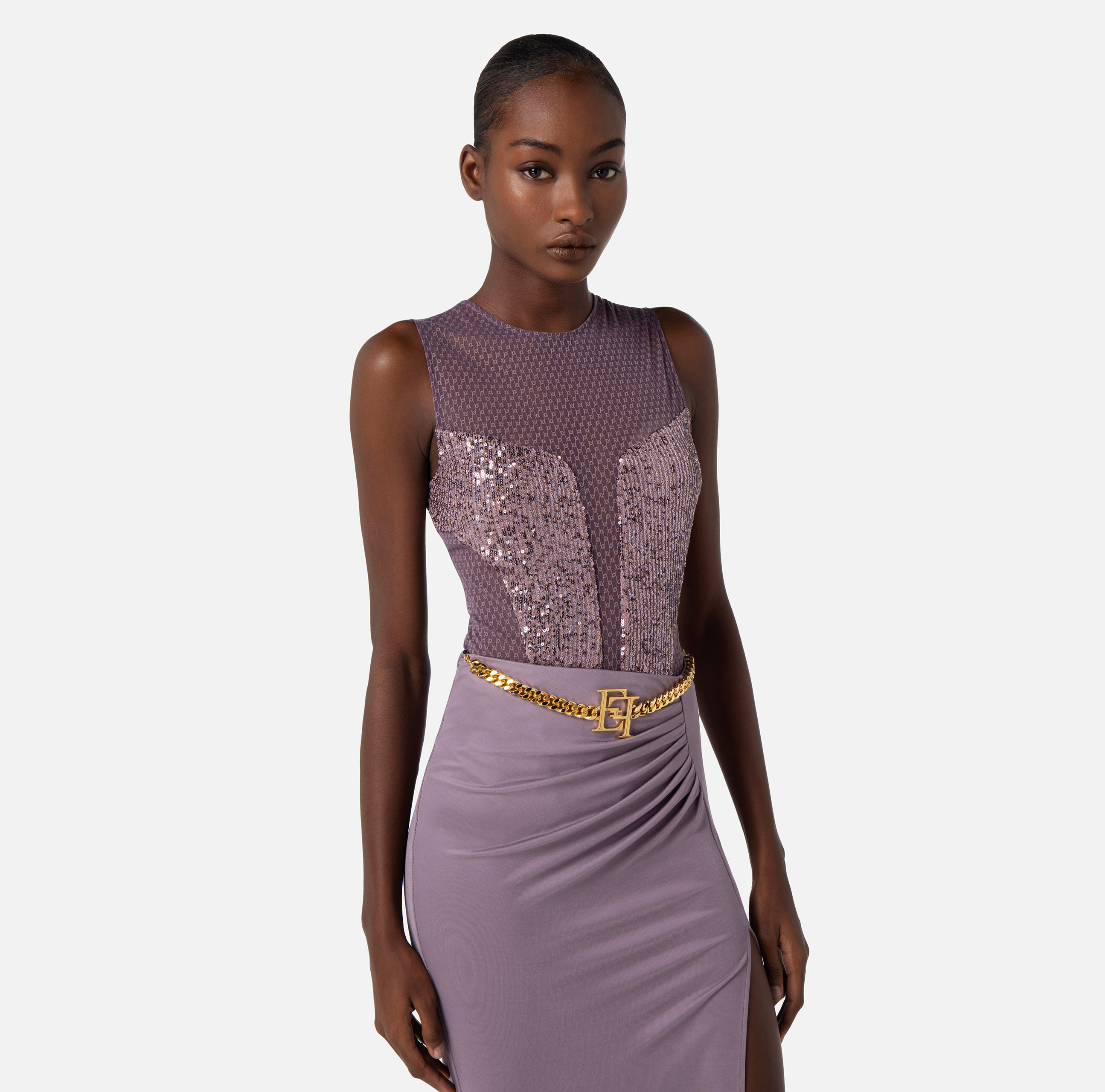 Body de tul bordado y lentejuelas - Elisabetta Franchi