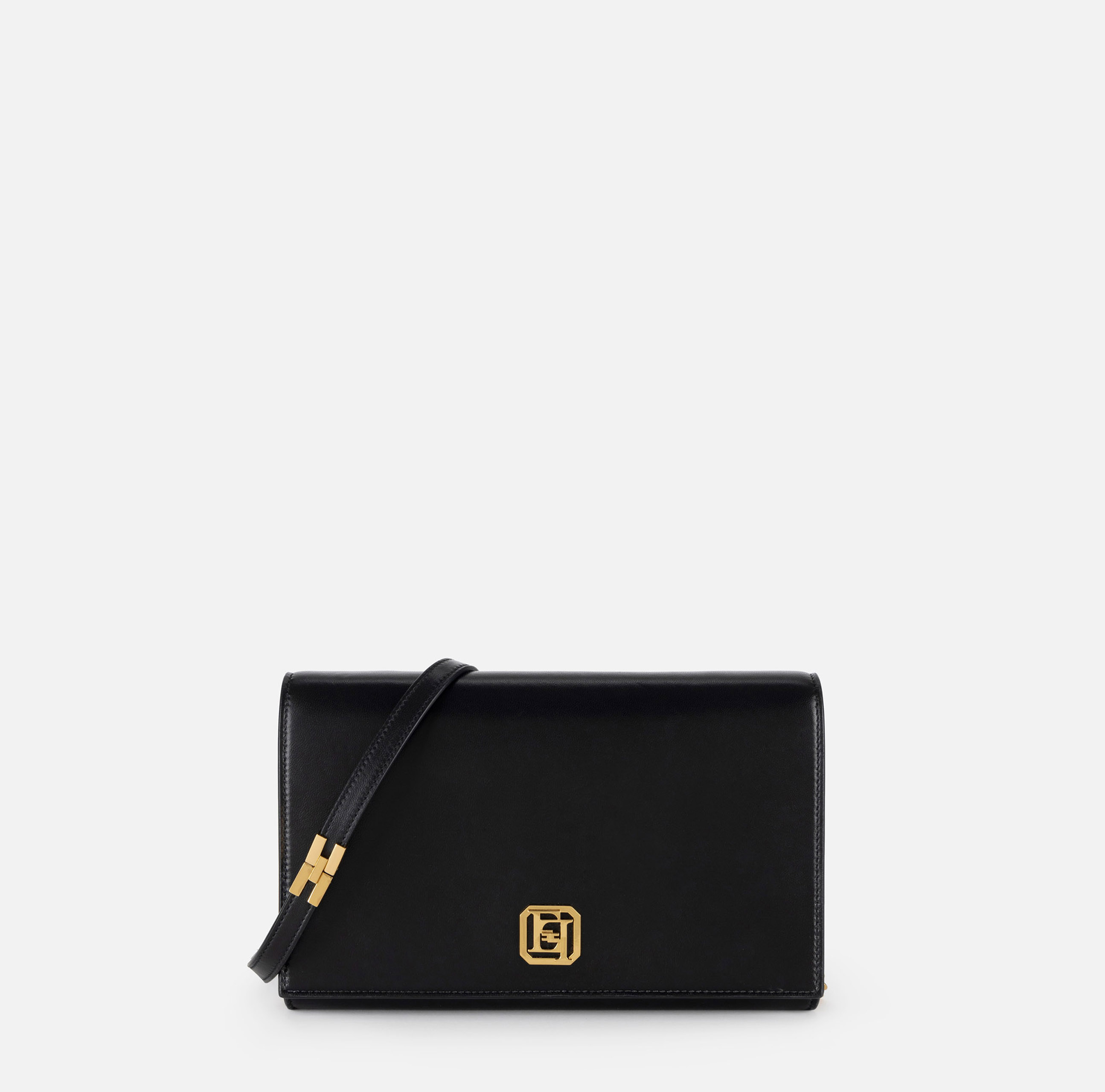 Nappa leather baguette bag with logo turn-lock - BORSE - Elisabetta Franchi