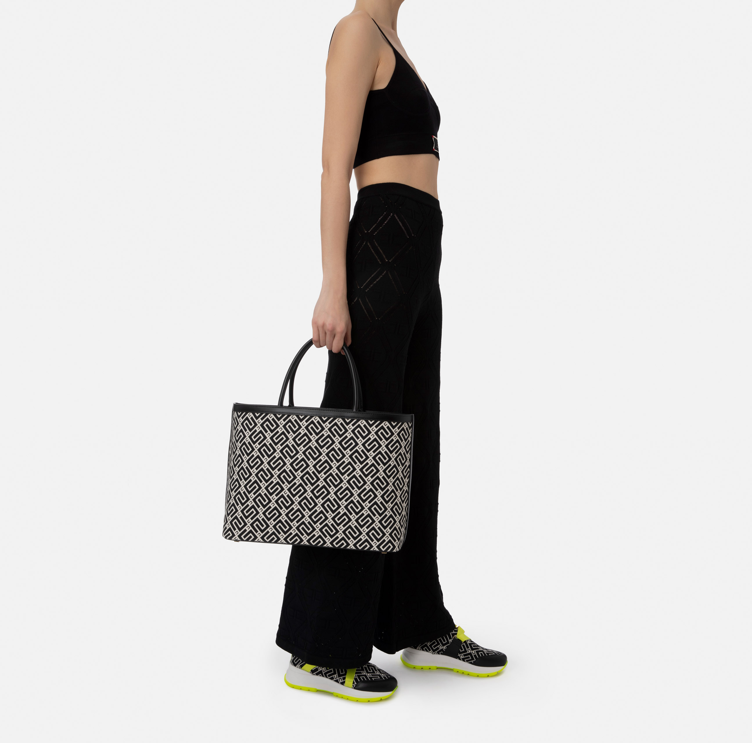 Large shopper bag with logo print - Elisabetta Franchi
