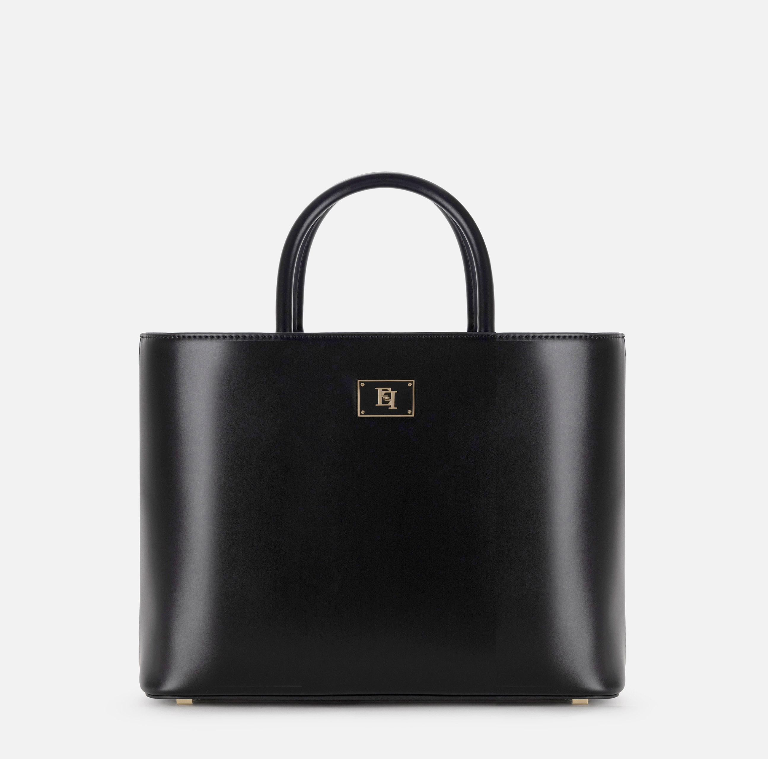 Medium shopper bag with enamelled plaque - Elisabetta Franchi