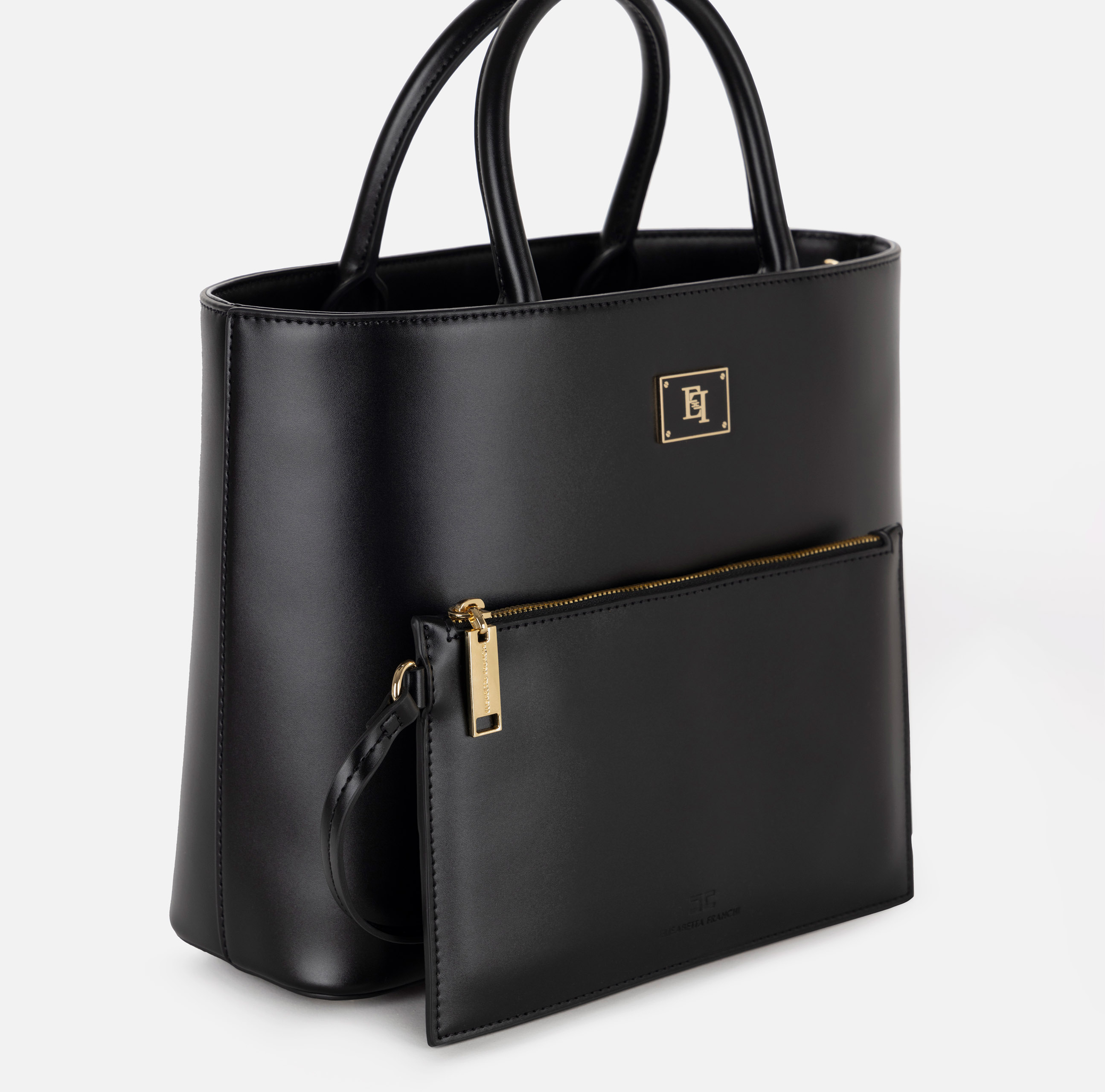 Medium shopper bag with enamelled plaque - Elisabetta Franchi