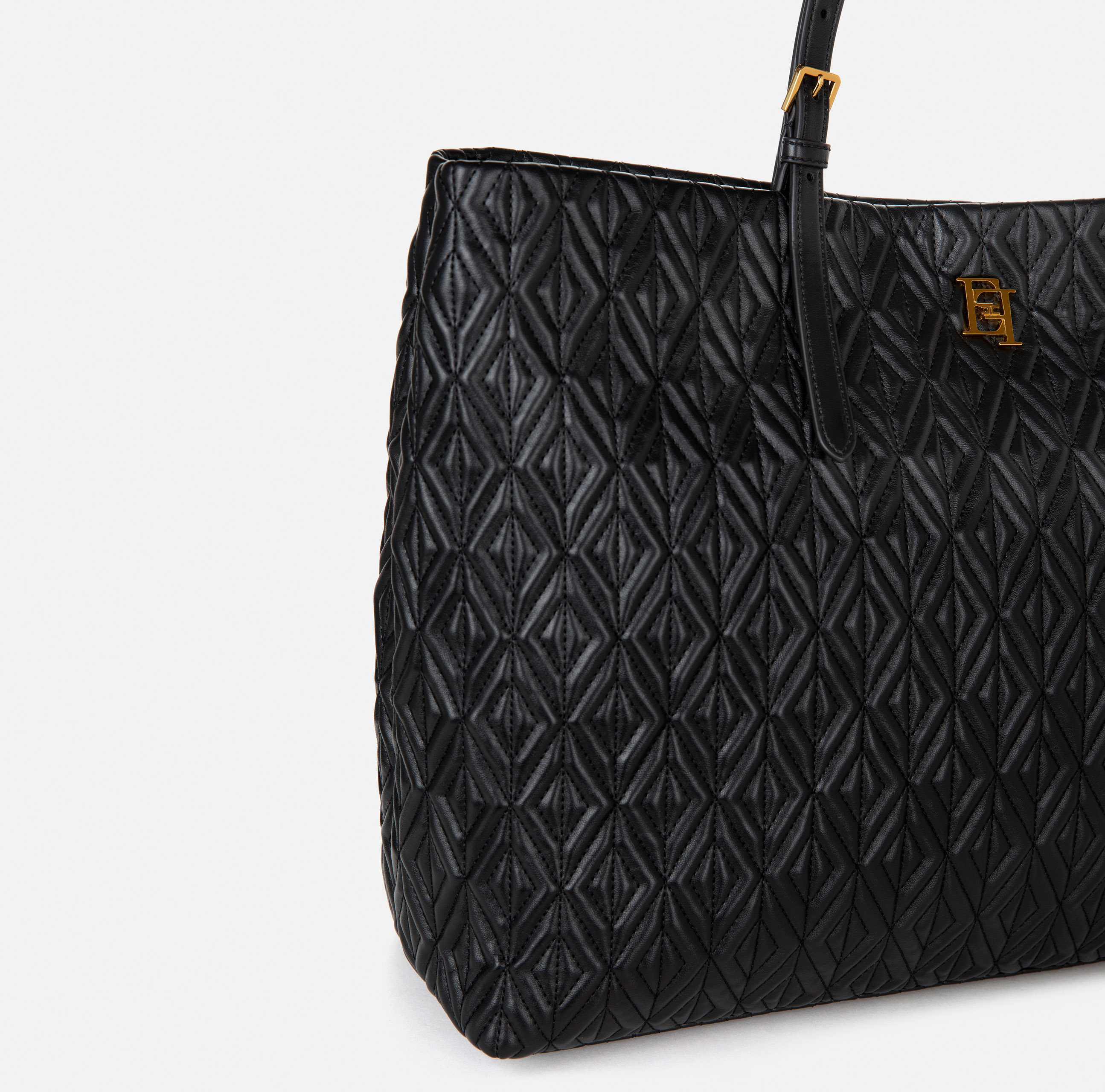 Large shopper bag with diamond pattern - Elisabetta Franchi