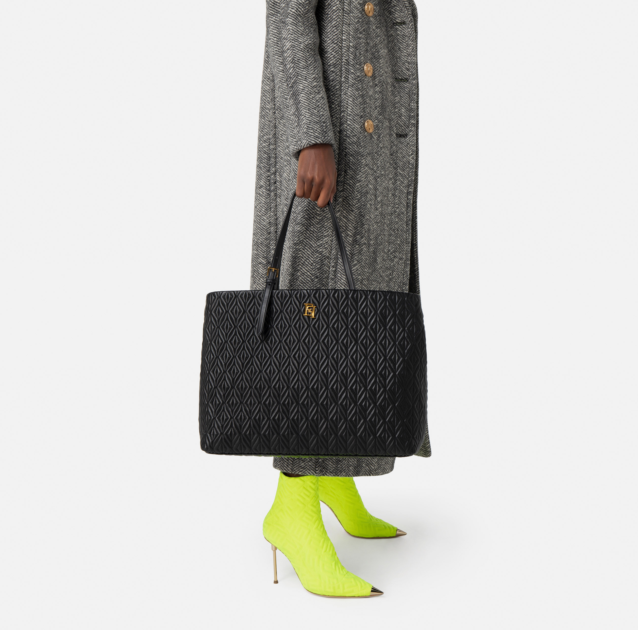 Grand sac shopper avec motif losanges - Elisabetta Franchi