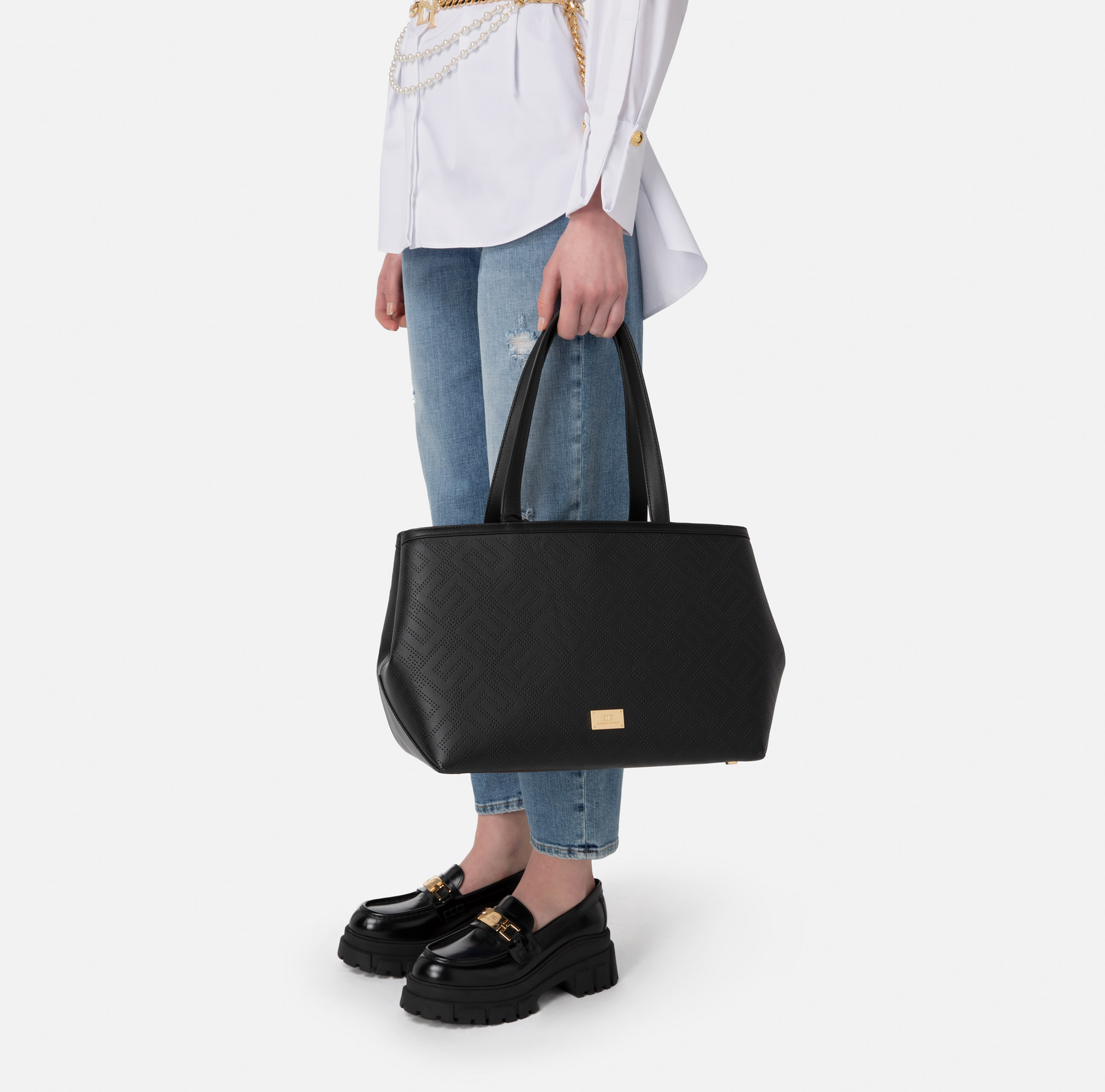 Grand sac shopper avec imprimé logo - Elisabetta Franchi