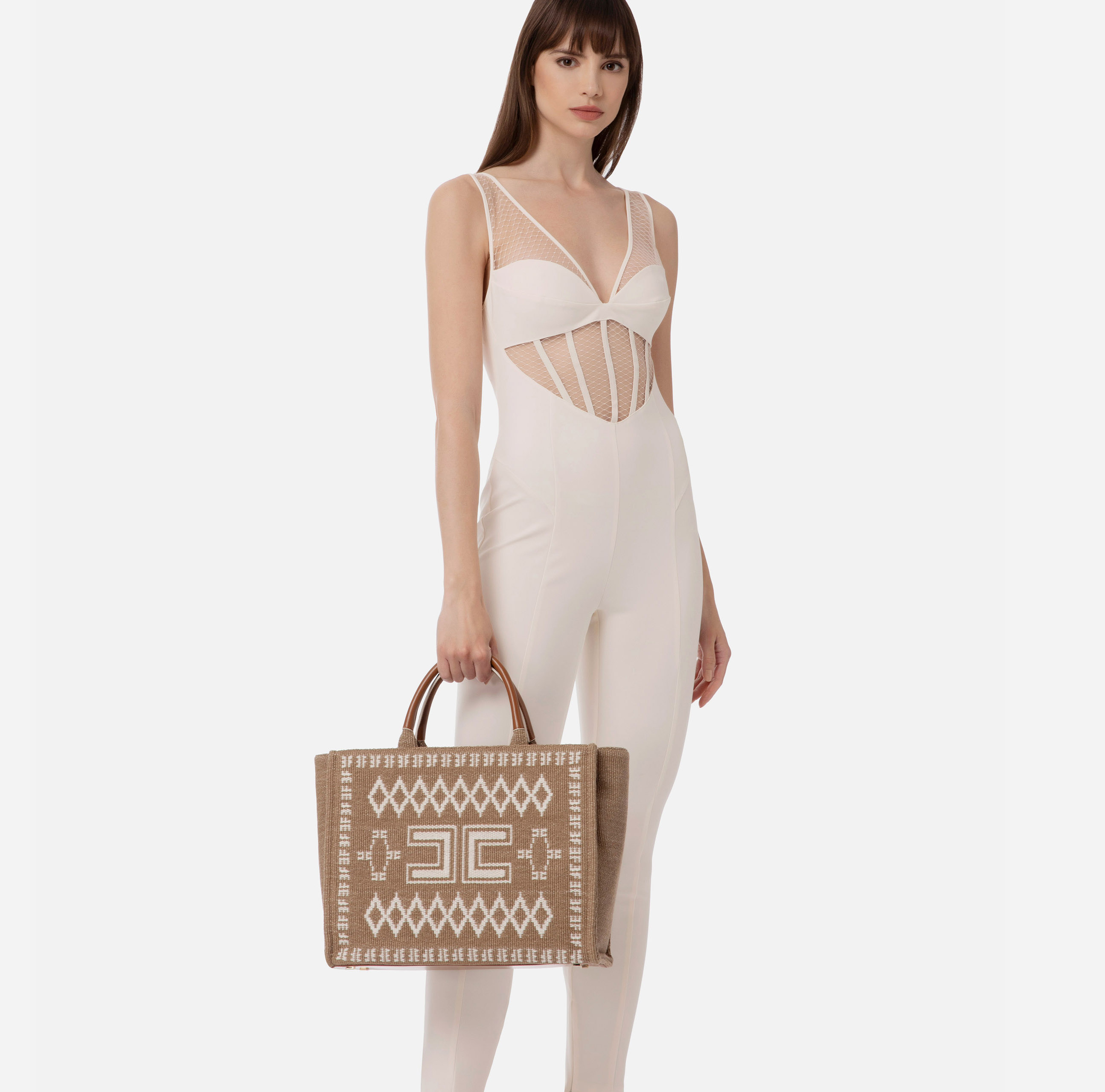 Large canvas shopper bag - Elisabetta Franchi