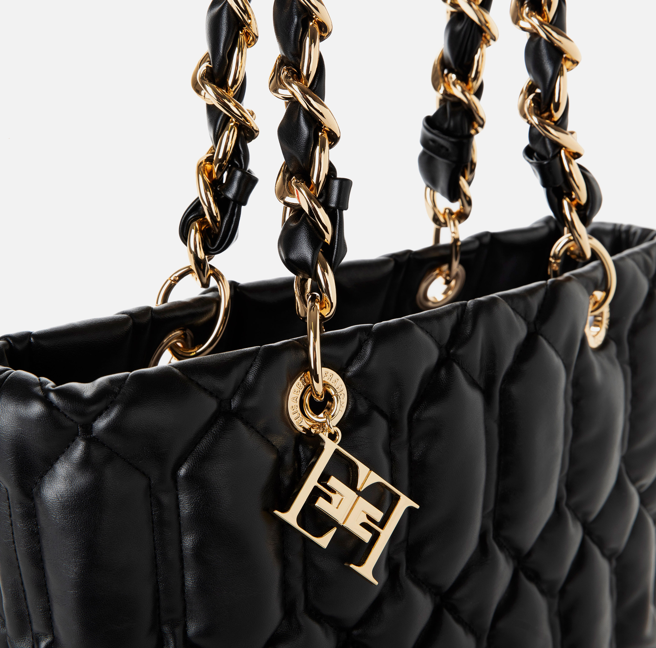 Puffy shopper bag with logoed plaque - Elisabetta Franchi