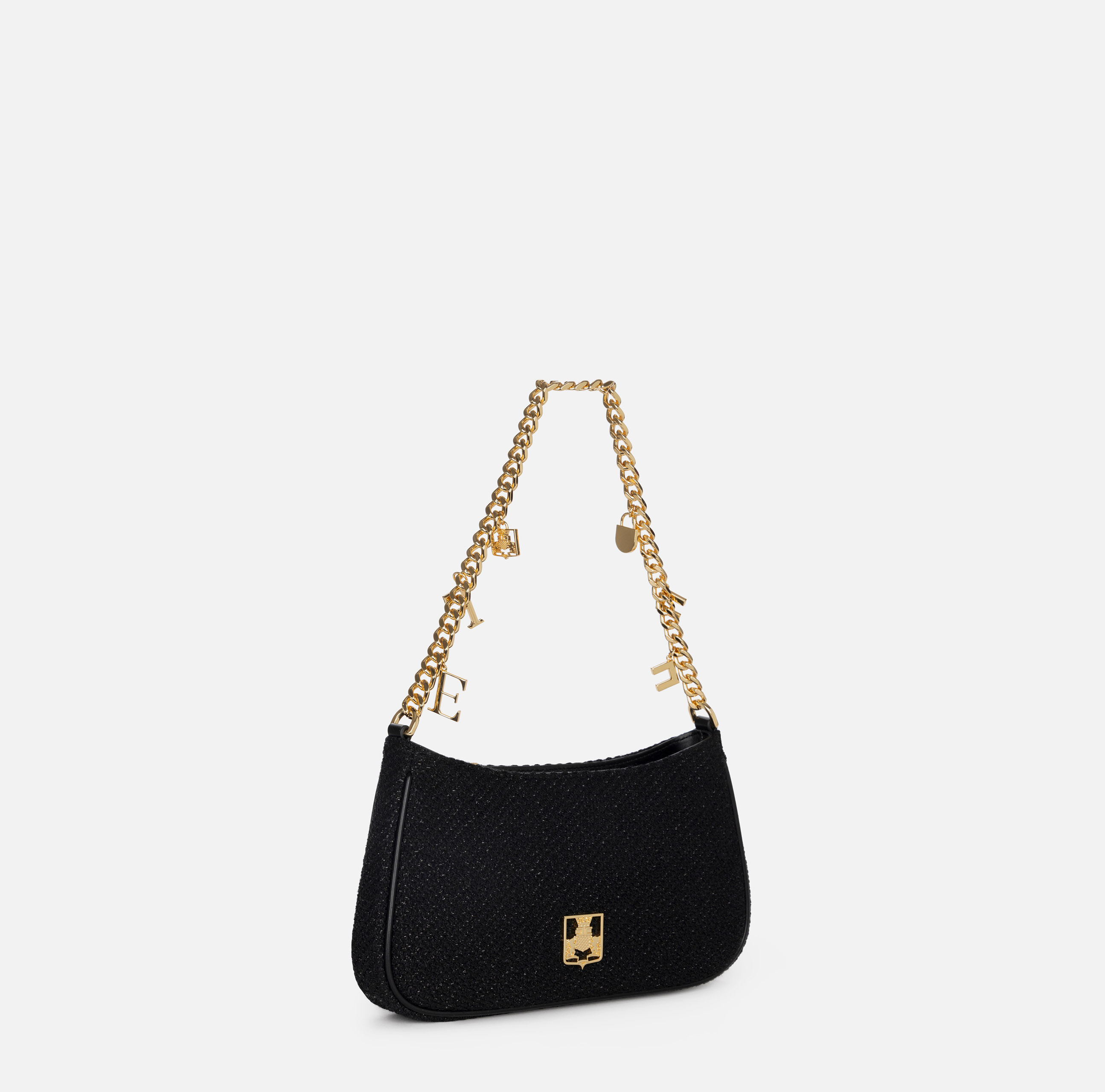 Fabric hobo bag with shoulder strap with charms - Elisabetta Franchi