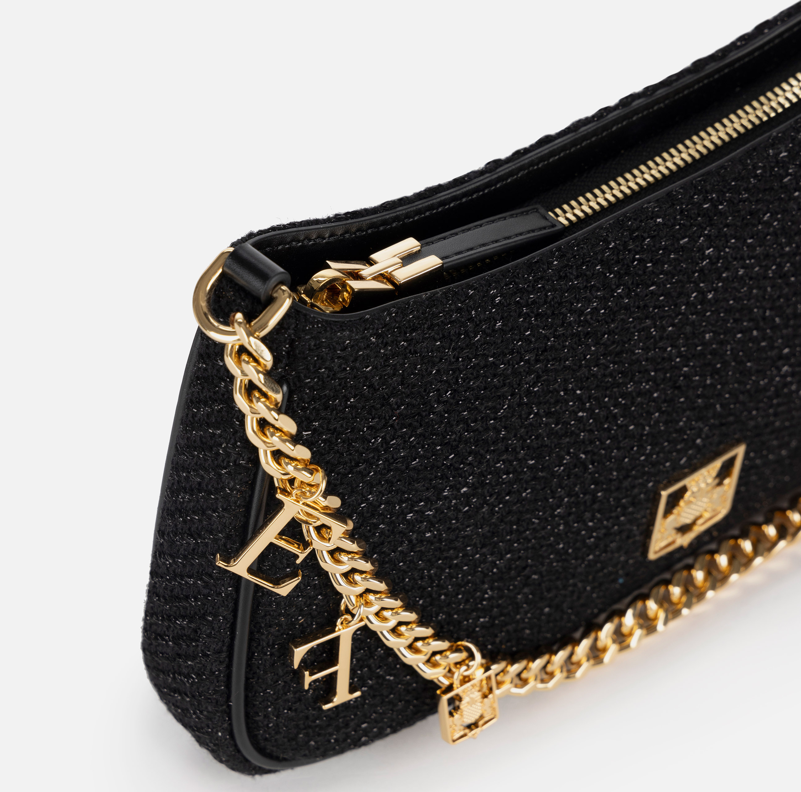 Borsa hobo in tessuto con tracolla charms - Elisabetta Franchi