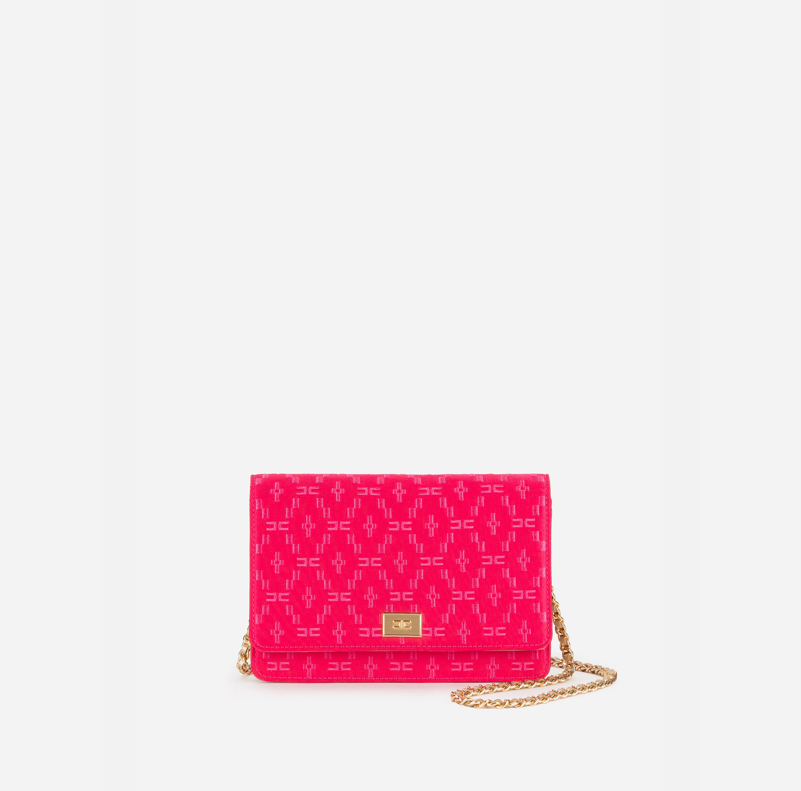 Wallet on chain in embroidered satin - Elisabetta Franchi