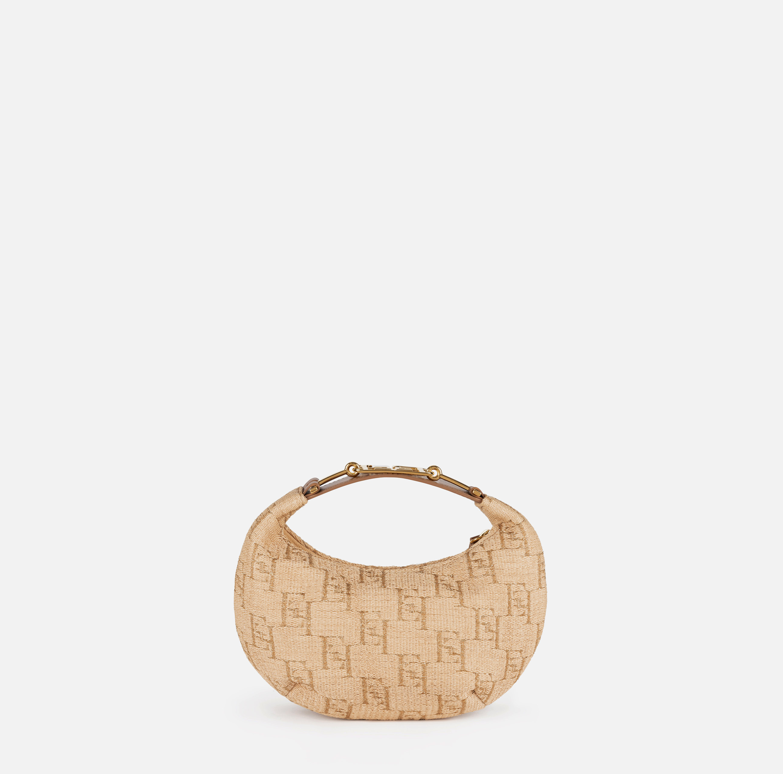 Small hobo bag in jacquard raffia with metal horsebit - Elisabetta Franchi