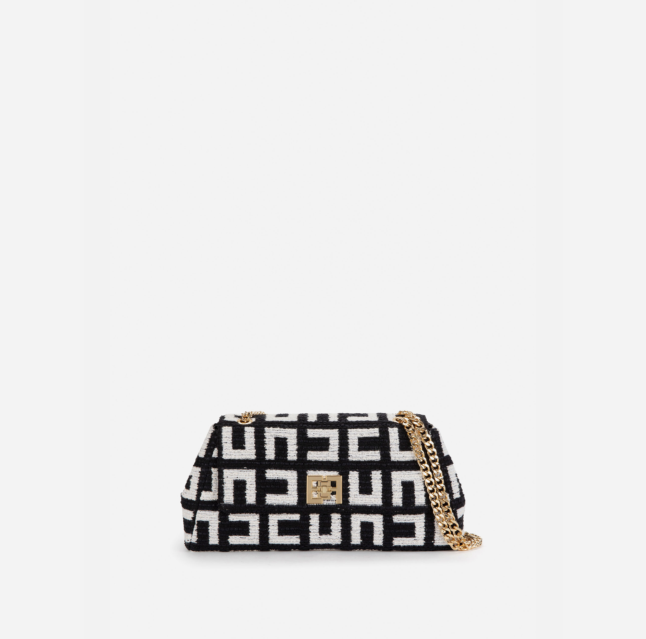 Medium shoulder bag with jacquard fabric - BORSE - Elisabetta Franchi