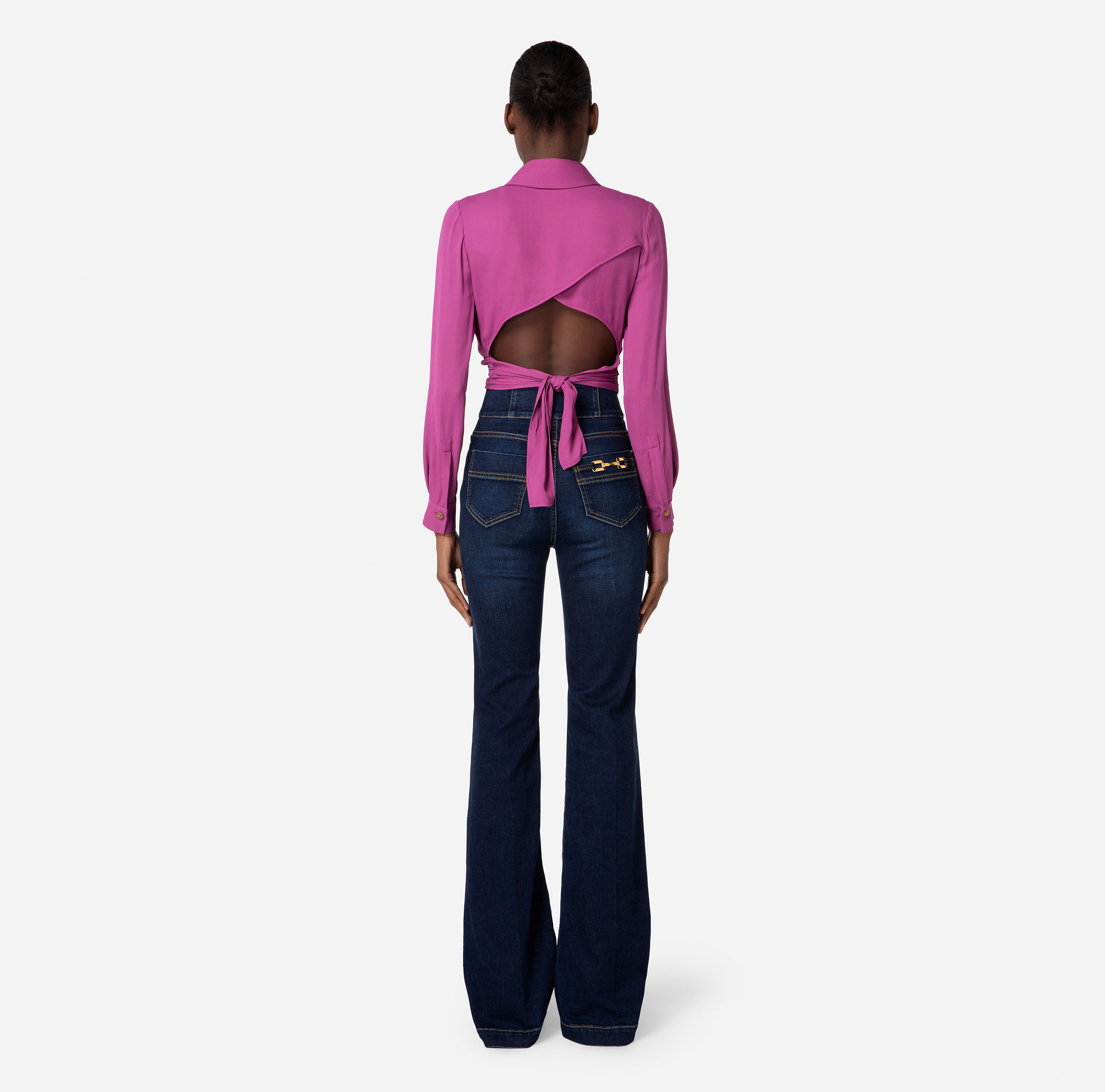 Crop blouse in viscose with draping - Elisabetta Franchi
