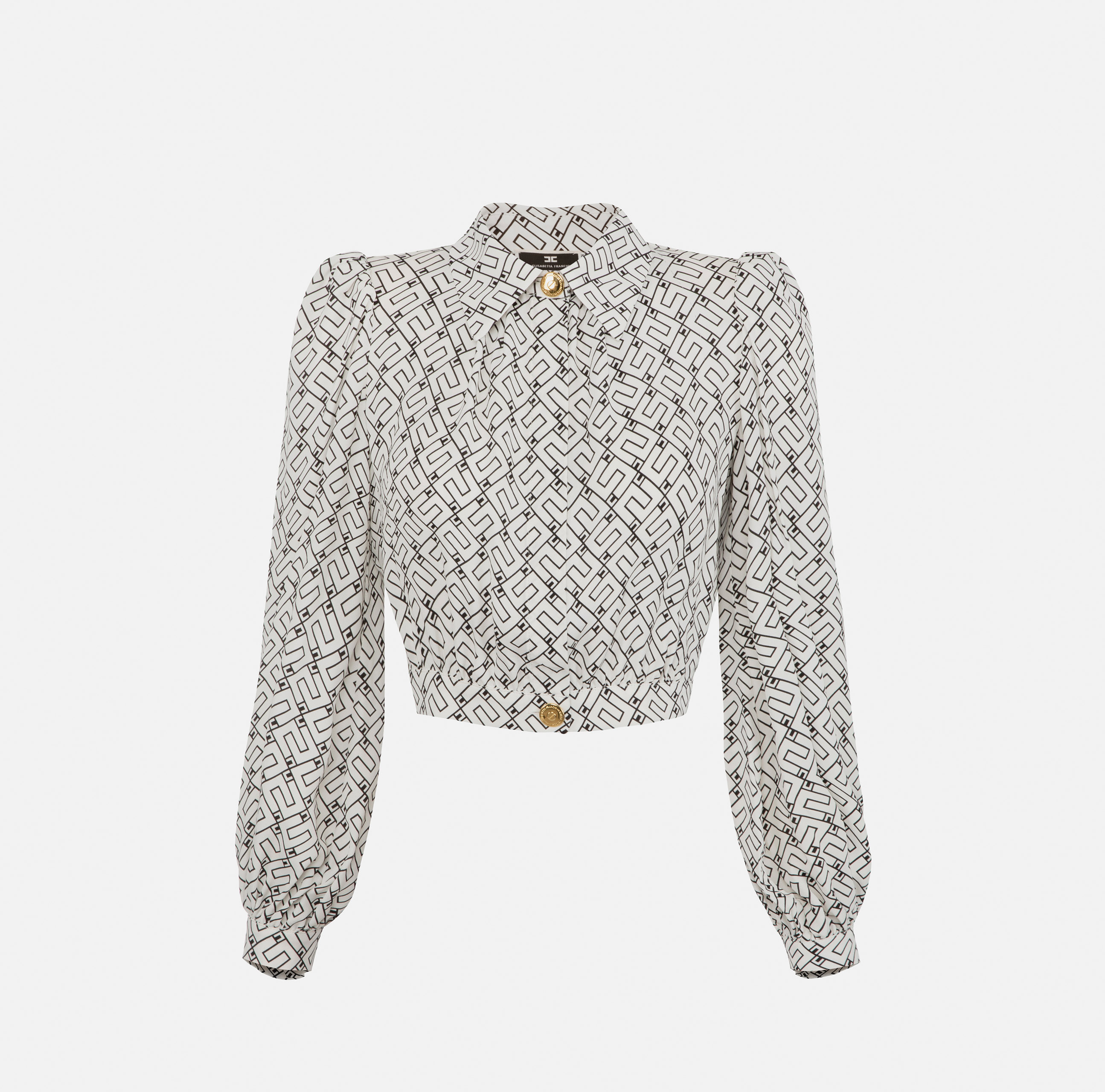 Crop blouse in viscose with logo print - ABBIGLIAMENTO - Elisabetta Franchi