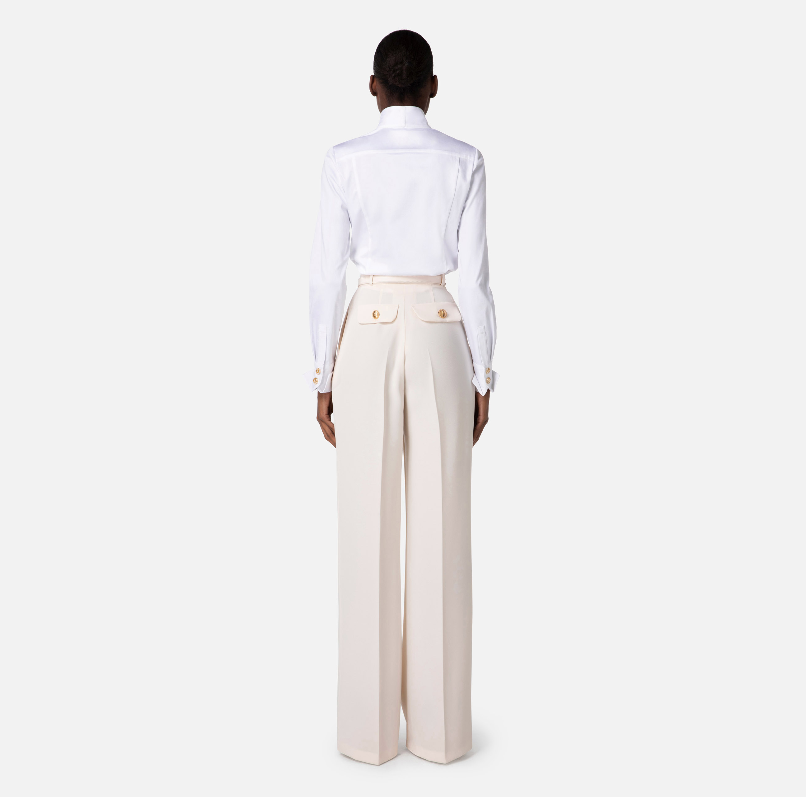 Poplin shirt with pearls and rhinestones - Elisabetta Franchi