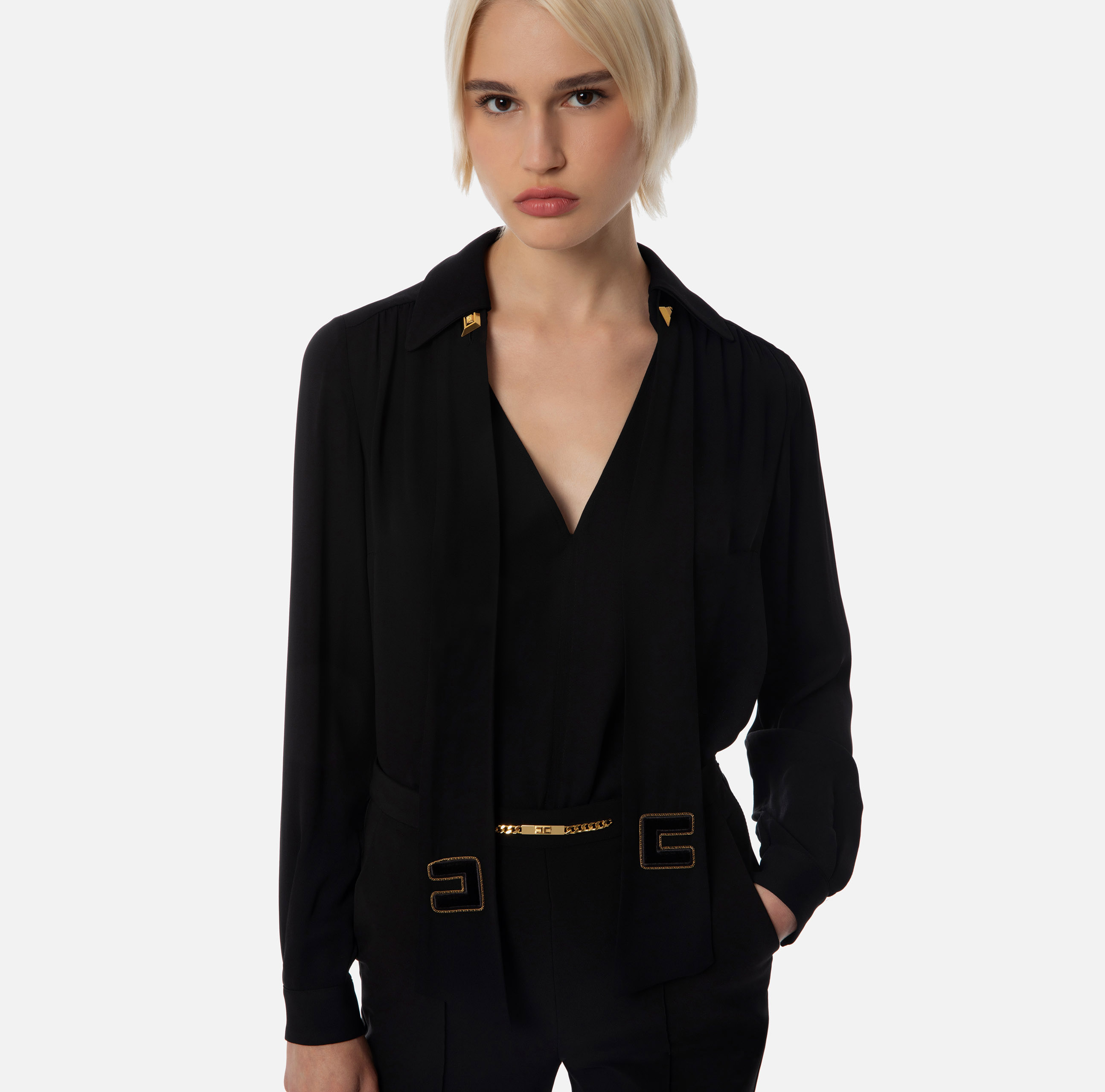 Blouse in viscose fabric with scarf - Elisabetta Franchi