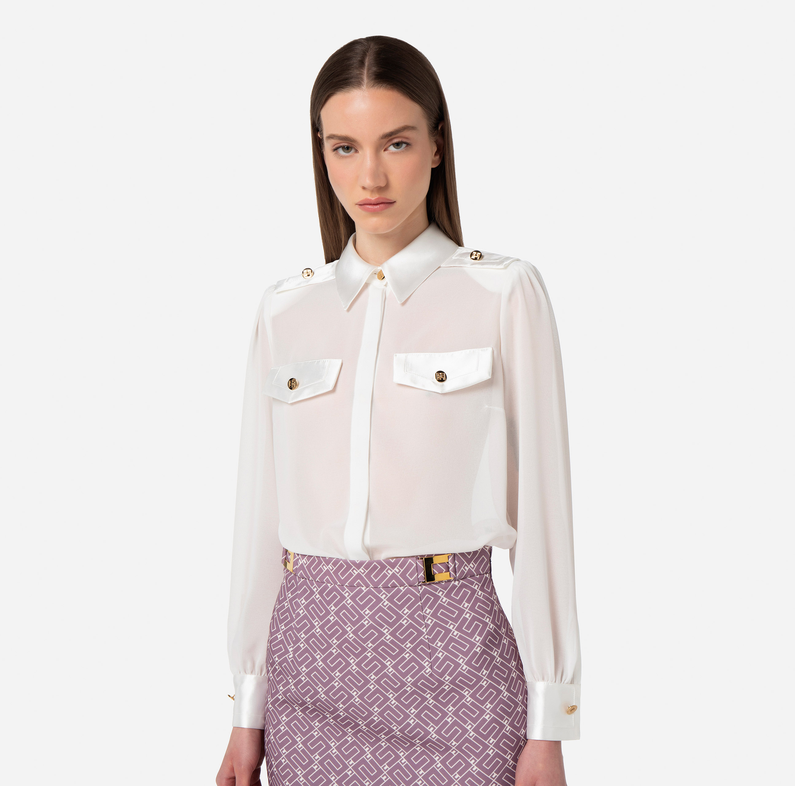 Blouse in georgette fabric with pockets - Elisabetta Franchi
