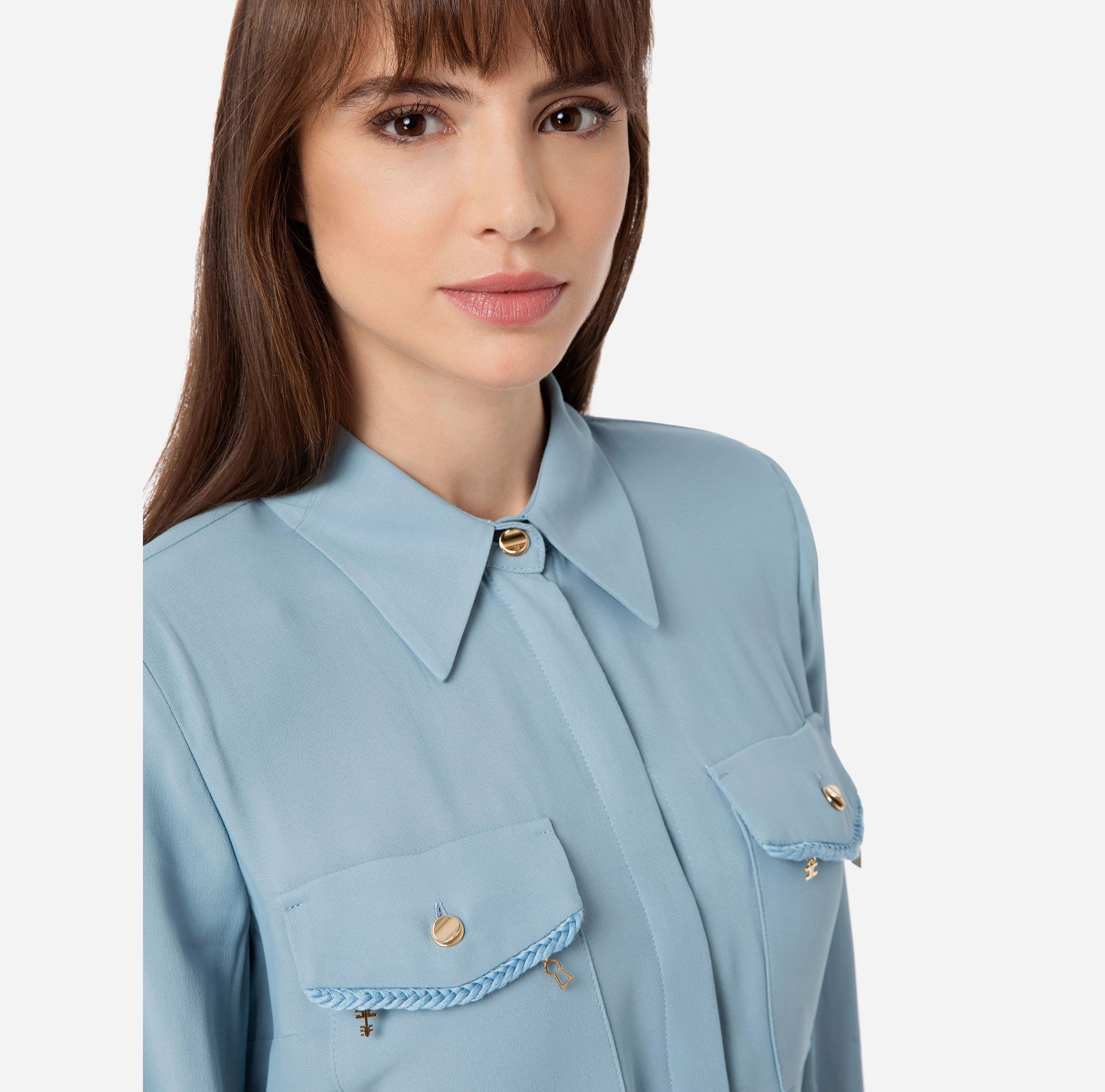 Gerade geschnittene Hemdbluse mit Schulterpolstern - Elisabetta Franchi