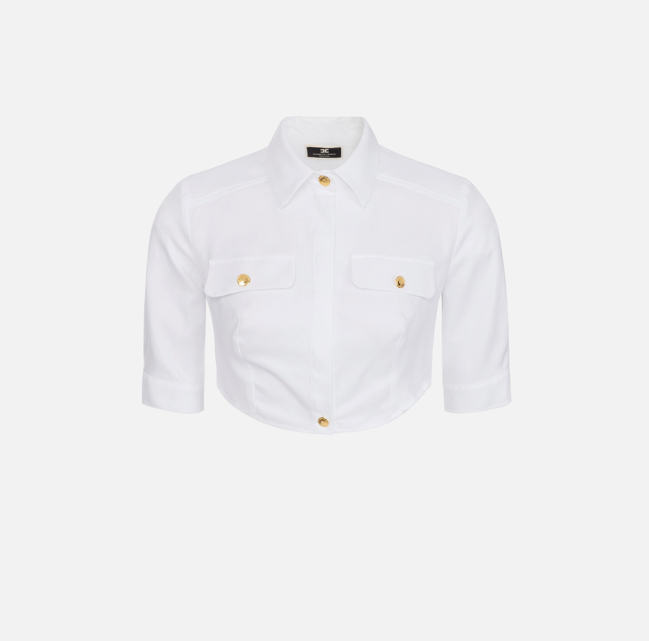 Crop shirt in herringbone cotton - ABBIGLIAMENTO - Elisabetta Franchi