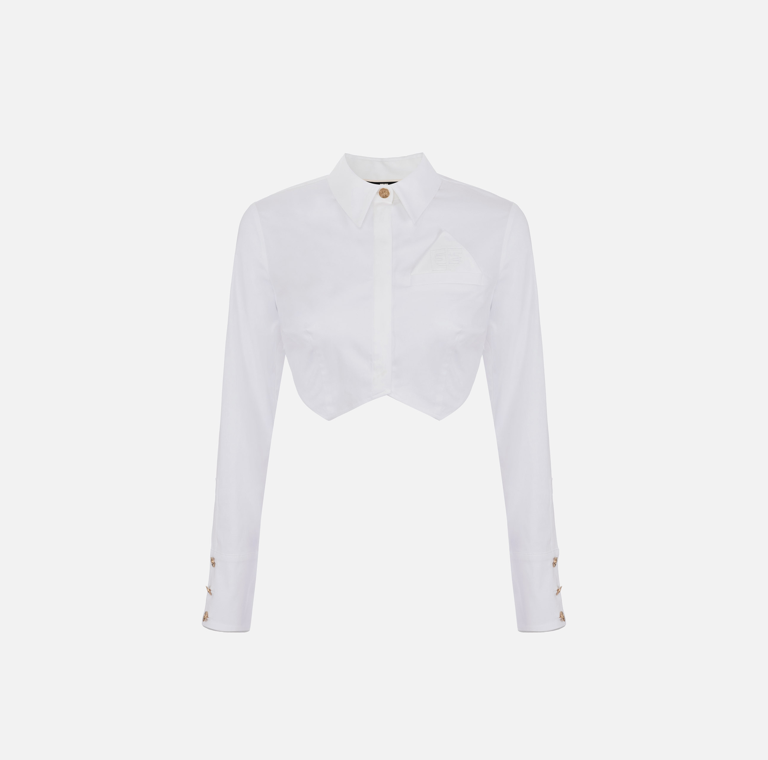Cropped cotton poplin shirt - ABBIGLIAMENTO - Elisabetta Franchi