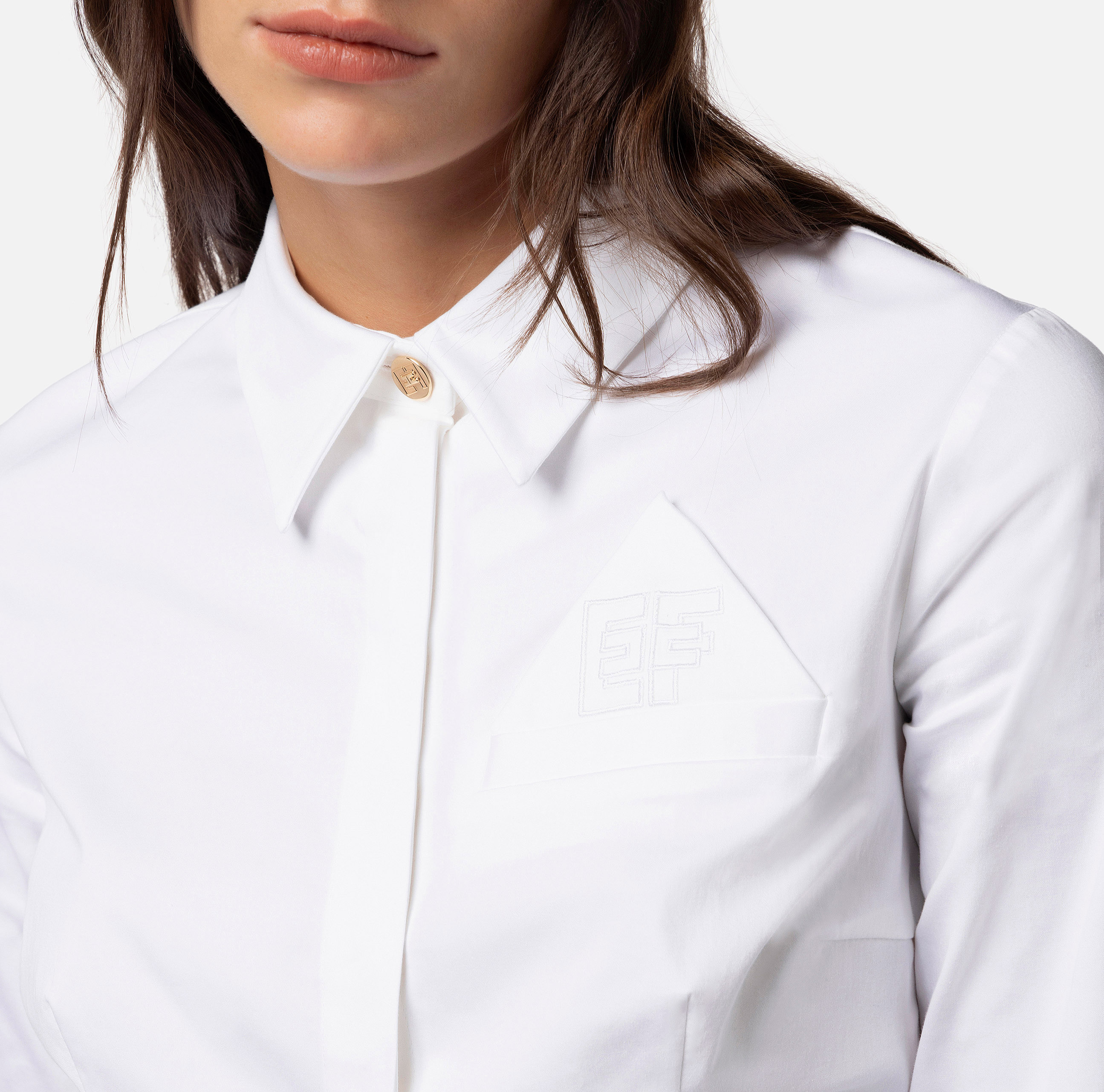 Camicia cropped in popeline di cotone - Elisabetta Franchi