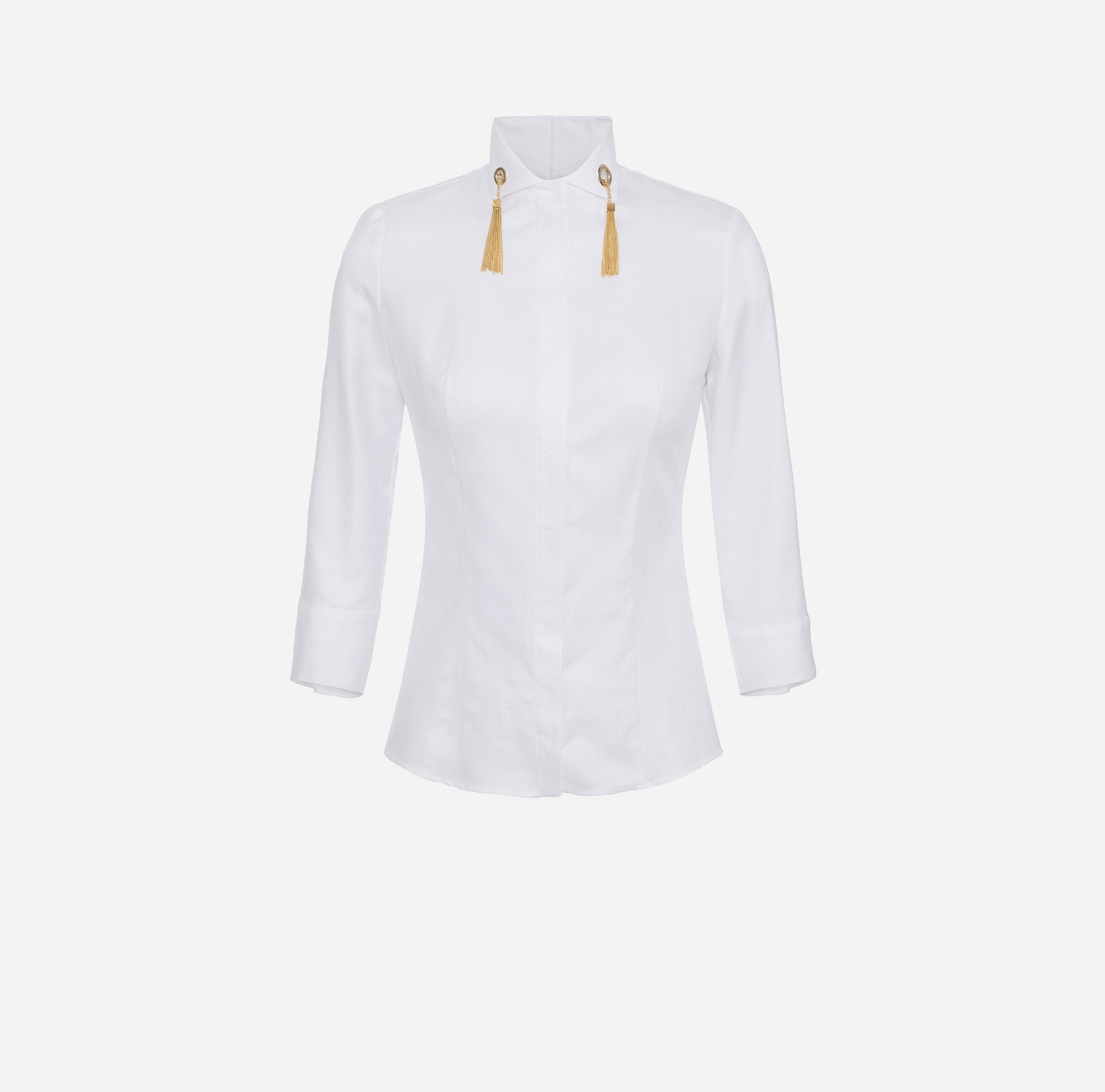 Chevron-weave cotton shirt with ¾ sleeves - ABBIGLIAMENTO - Elisabetta Franchi